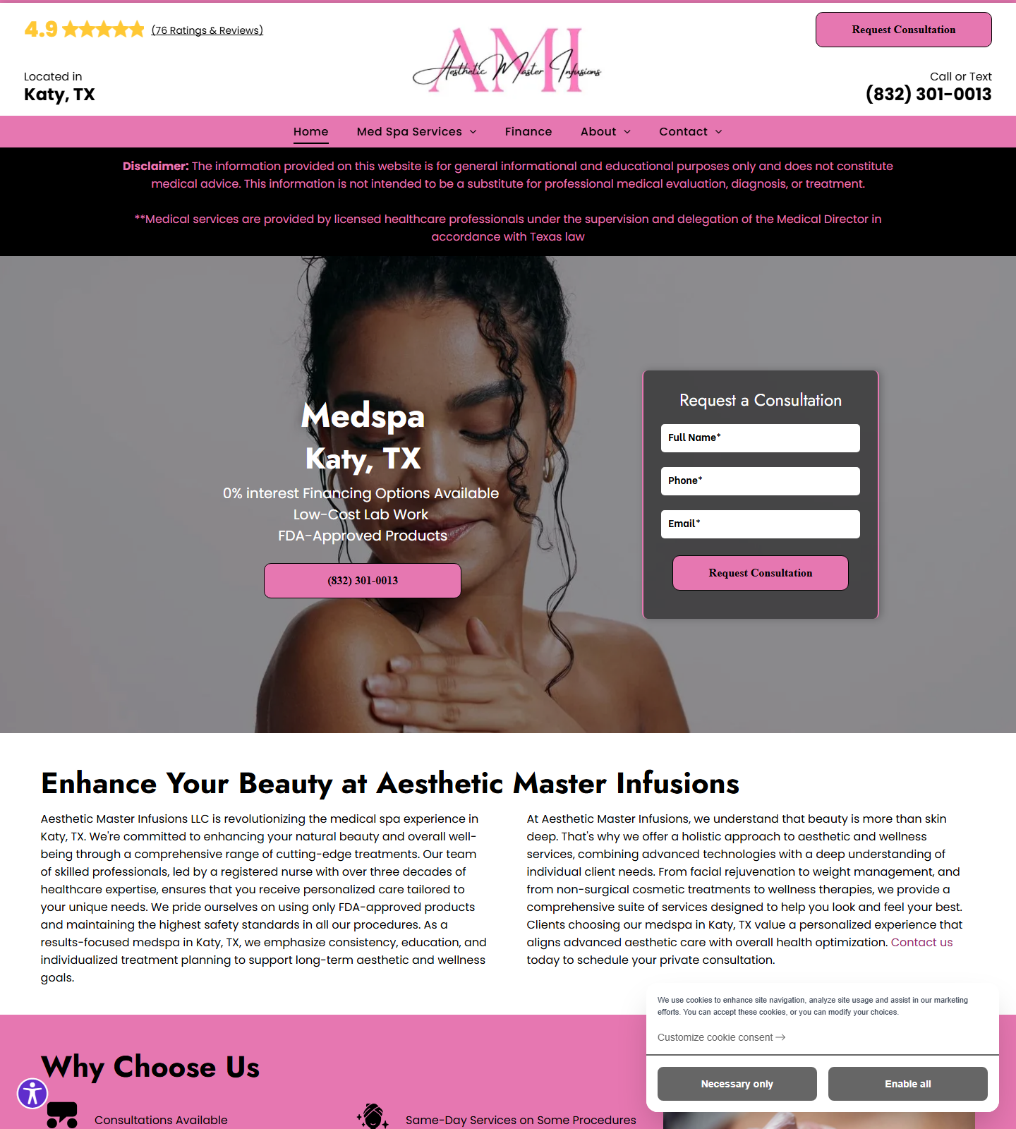 Aesthetic Master Infusions LLC — Aesthetic Master Infusions LLC website homepage (Katy, TX plastic & cosmetic surgery)