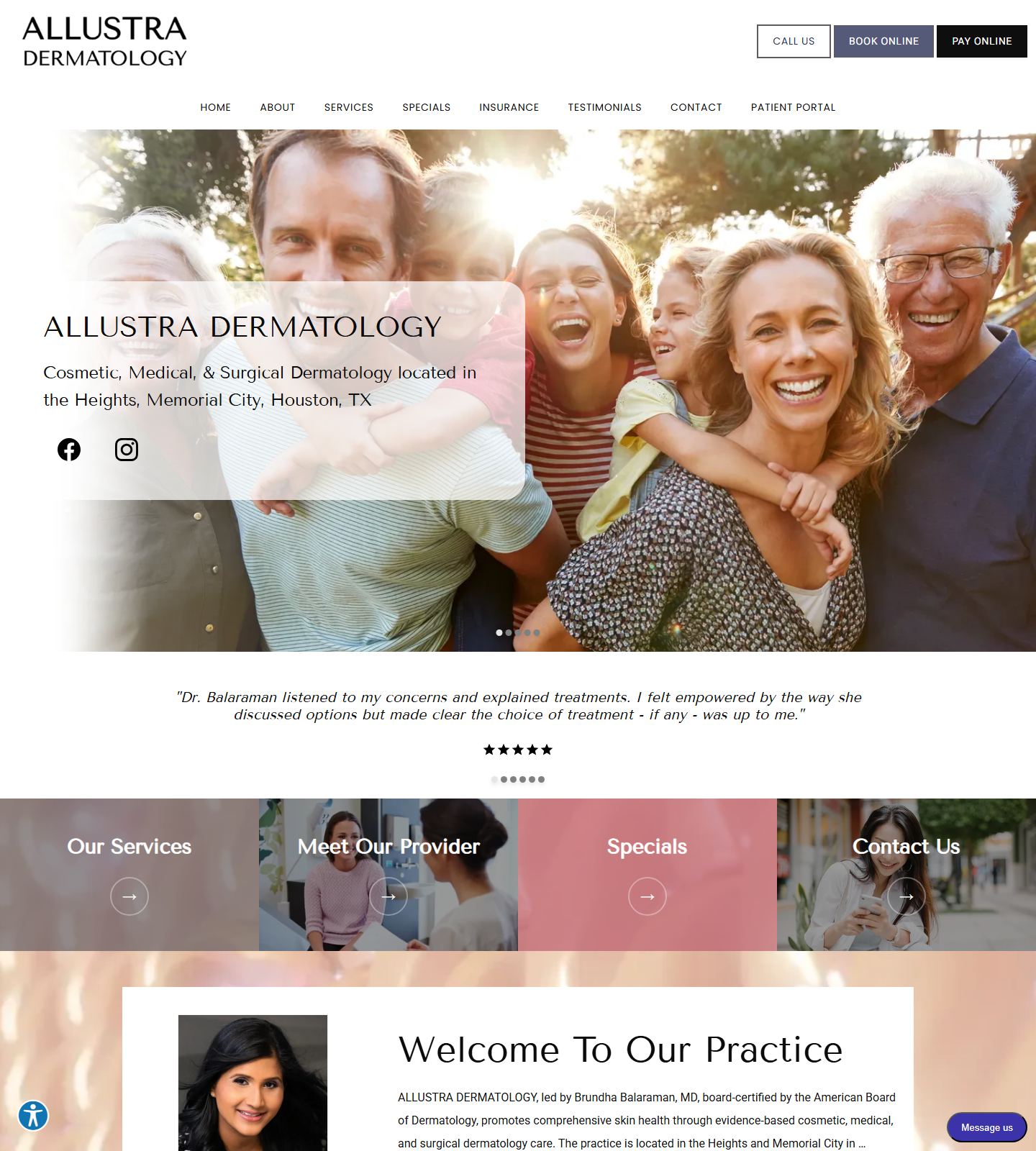 Allustra Dermatology — Allustra Dermatology website homepage (Houston, TX plastic & cosmetic surgery)