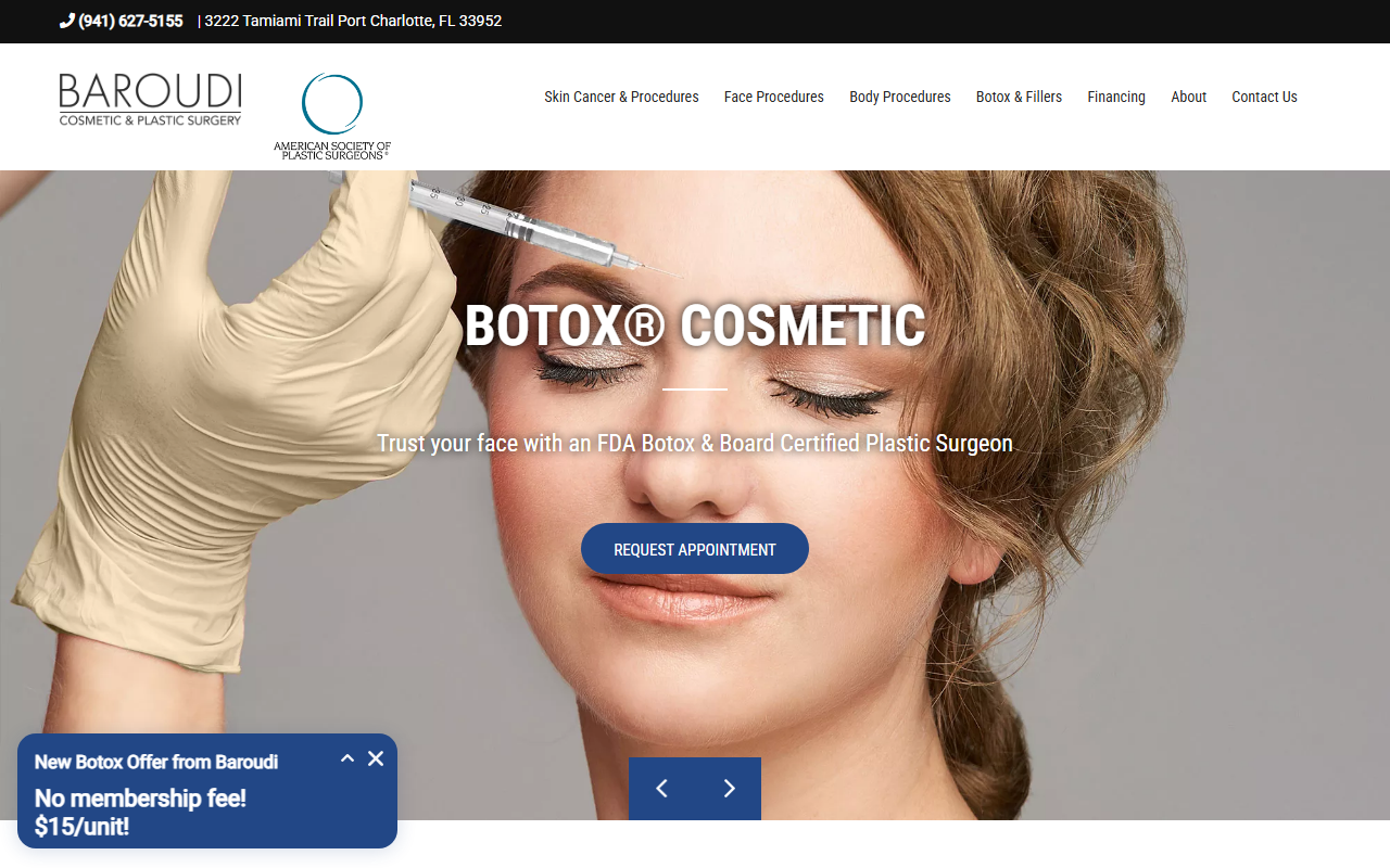 Dr. Issa Baroudi — Baroudi Cosmetic & Plastic Surgery website homepage (Port Charlotte, FL plastic & cosmetic surgery)