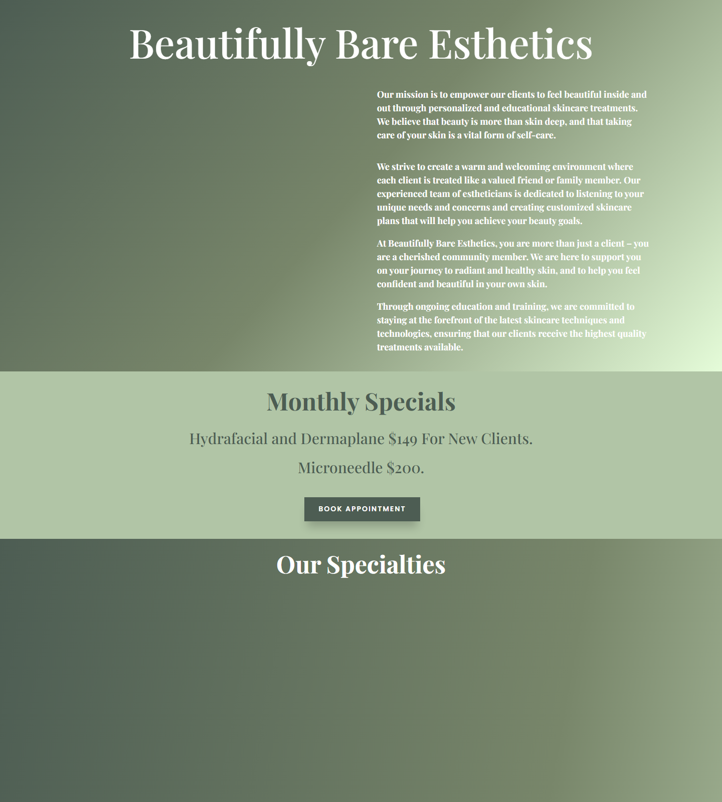 Beautifully Bare Esthetics — Beautifully Bare Esthetics website homepage (Estero, FL plastic & cosmetic surgery)