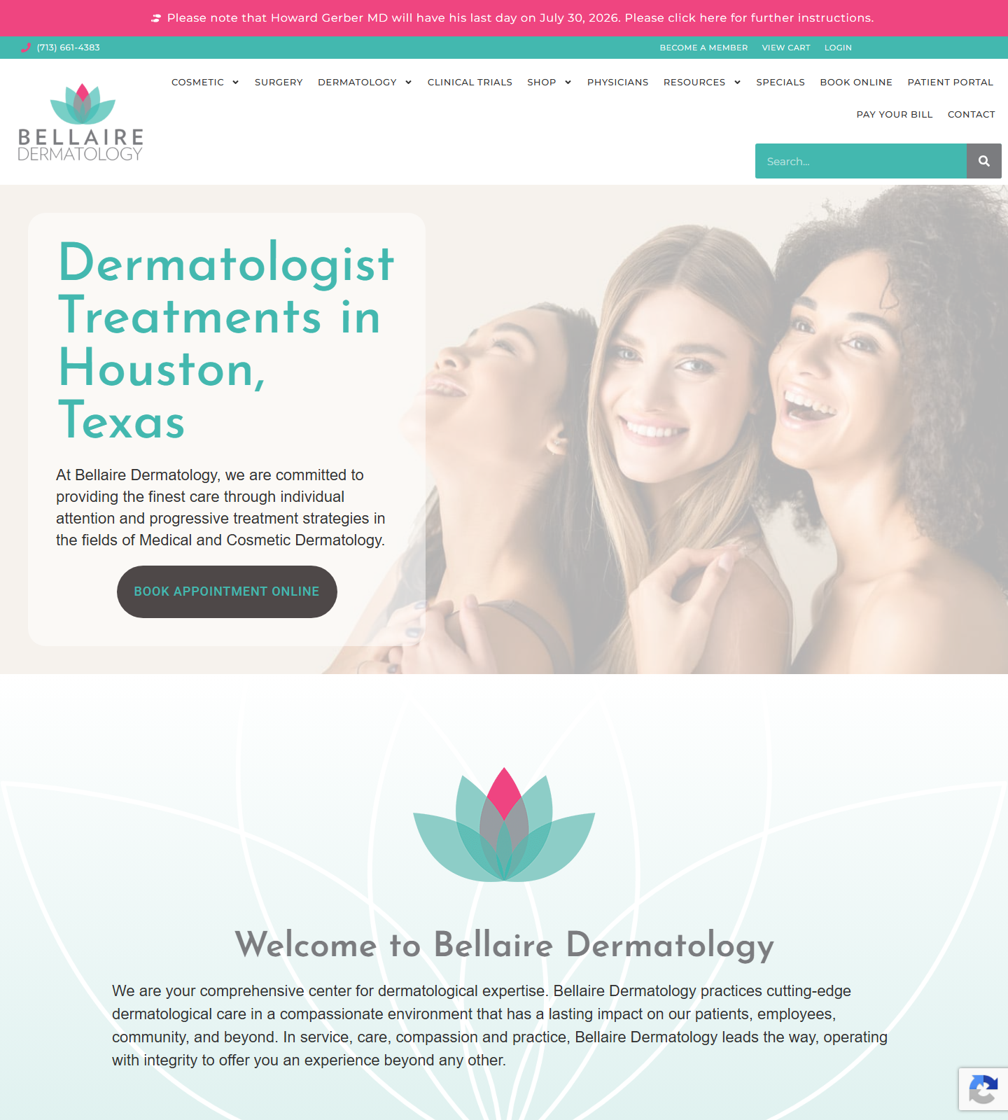 Bellaire Dermatology — Bellaire Dermatology website homepage (Bellaire, TX plastic & cosmetic surgery)