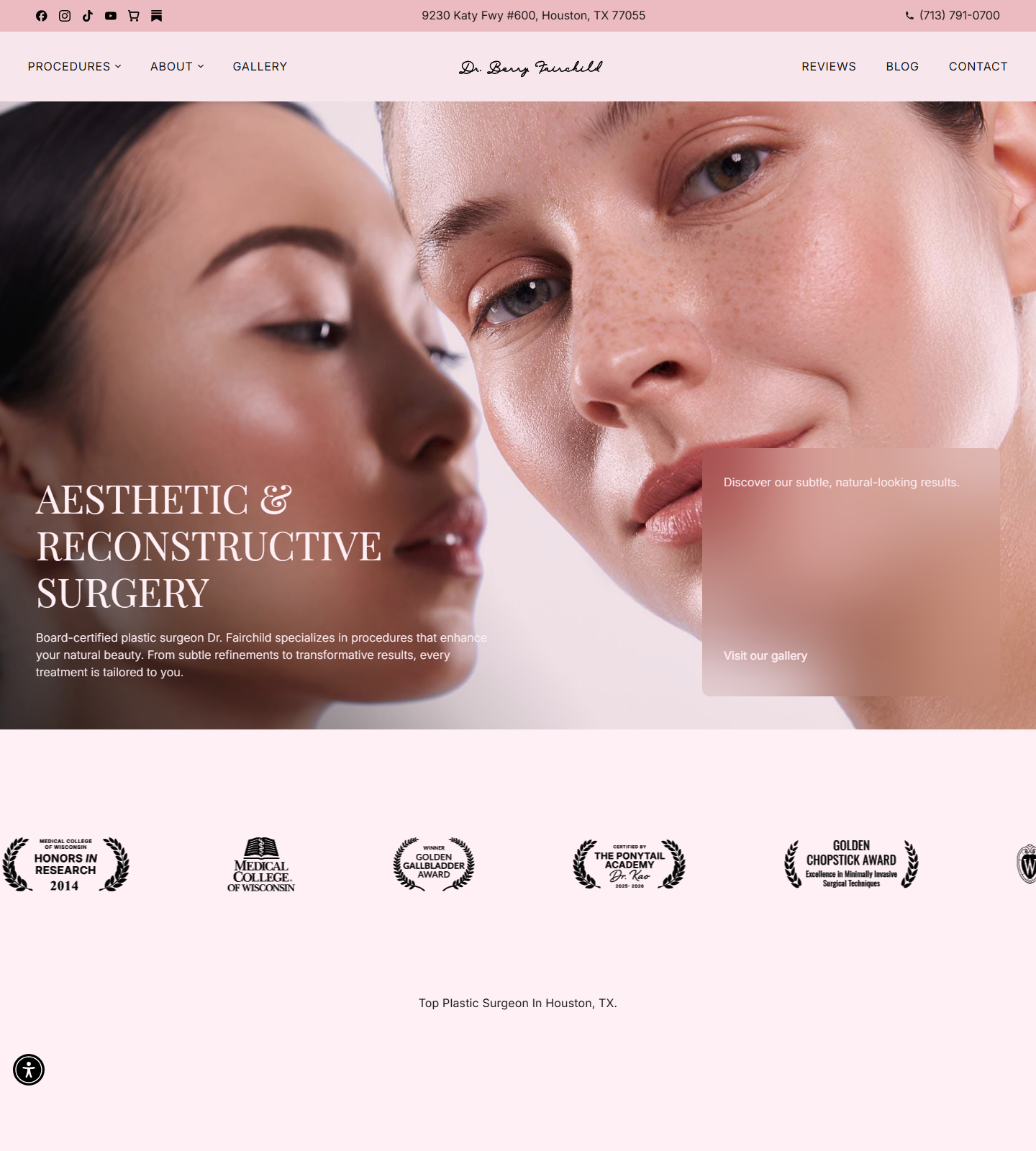 Berry Fairchild, MD — Berry Fairchild, MD website homepage (Houston, TX plastic & cosmetic surgery)