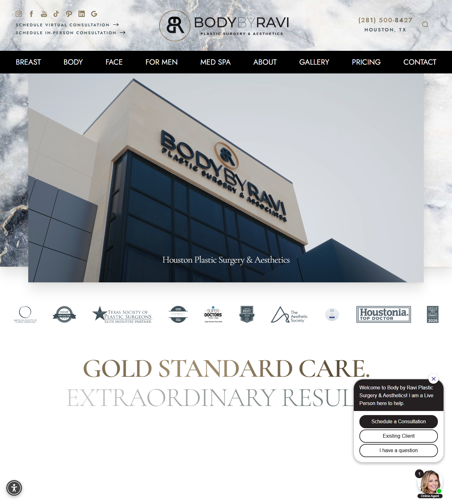 Body by Ravi Plastic Surgery and Aesthetics — Body by Ravi Plastic Surgery and Aesthetics website homepage (Houston, TX plastic & cosmetic surgery)