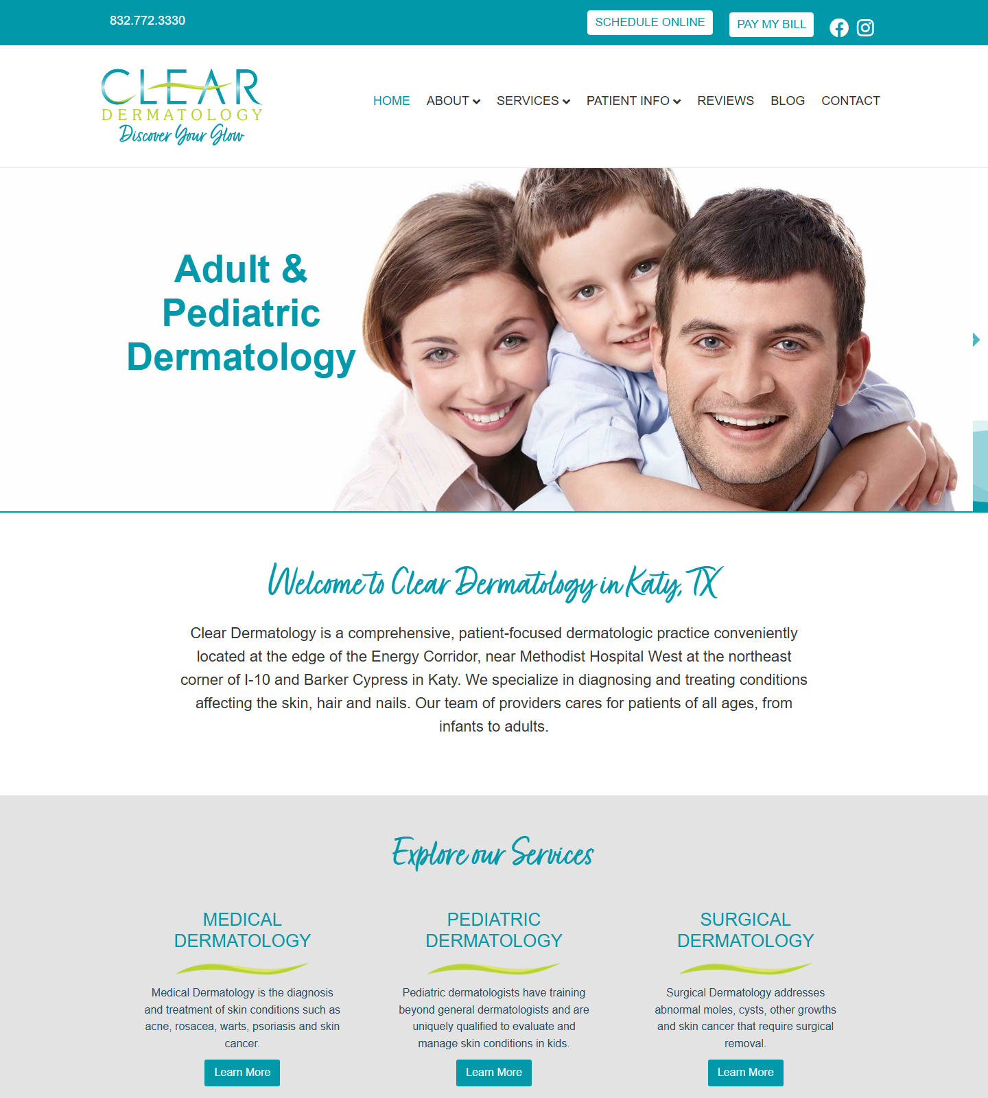 Clear Dermatology — Clear Dermatology website homepage (Houston, TX plastic & cosmetic surgery)