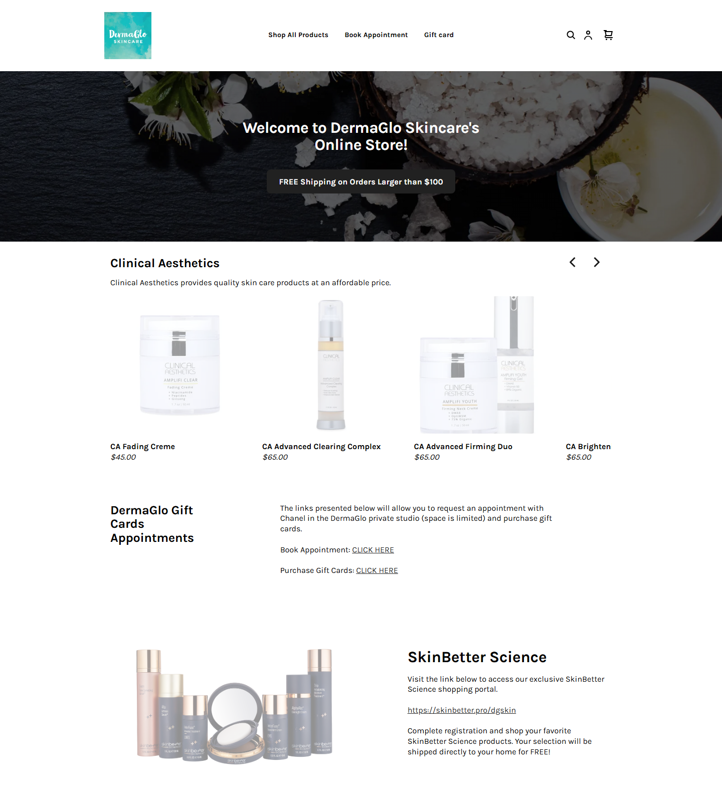 DermaGlo SkinCare — DermaGlo SkinCare website homepage (Sugar Land, TX plastic & cosmetic surgery)