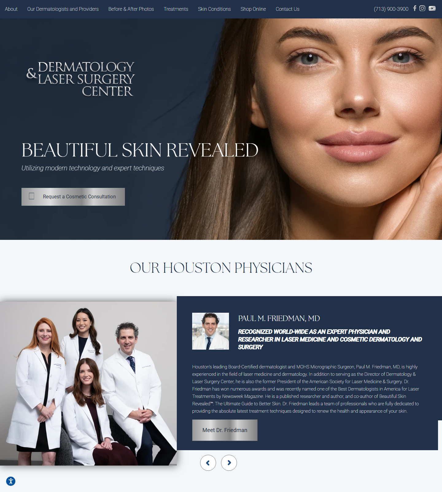 Dermatology & Laser Surgery Center — Dermatology & Laser Surgery Center website homepage (Houston, TX plastic & cosmetic surgery)