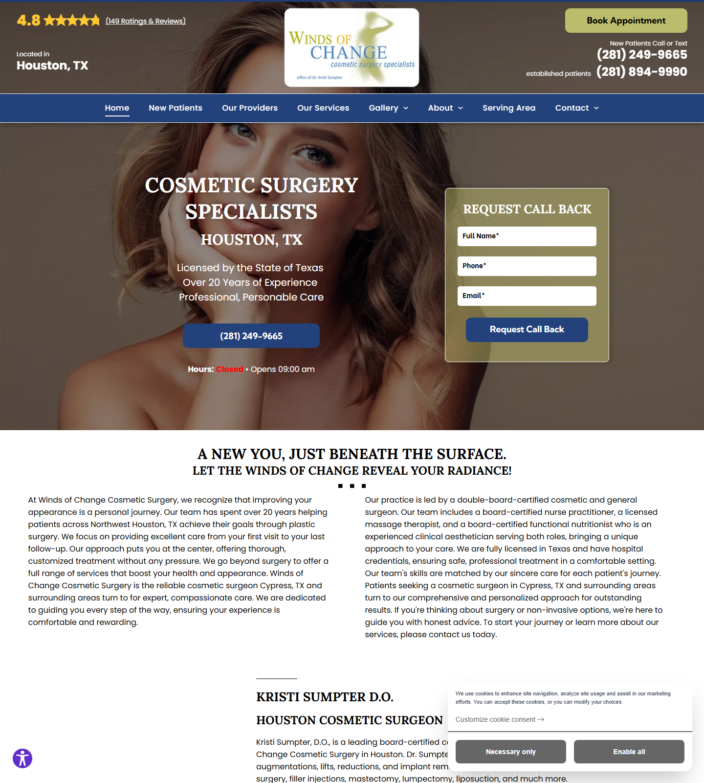 Dr. Kristi Sumpter — Dr. Kristi Sumpter website homepage (Houston, TX plastic & cosmetic surgery)