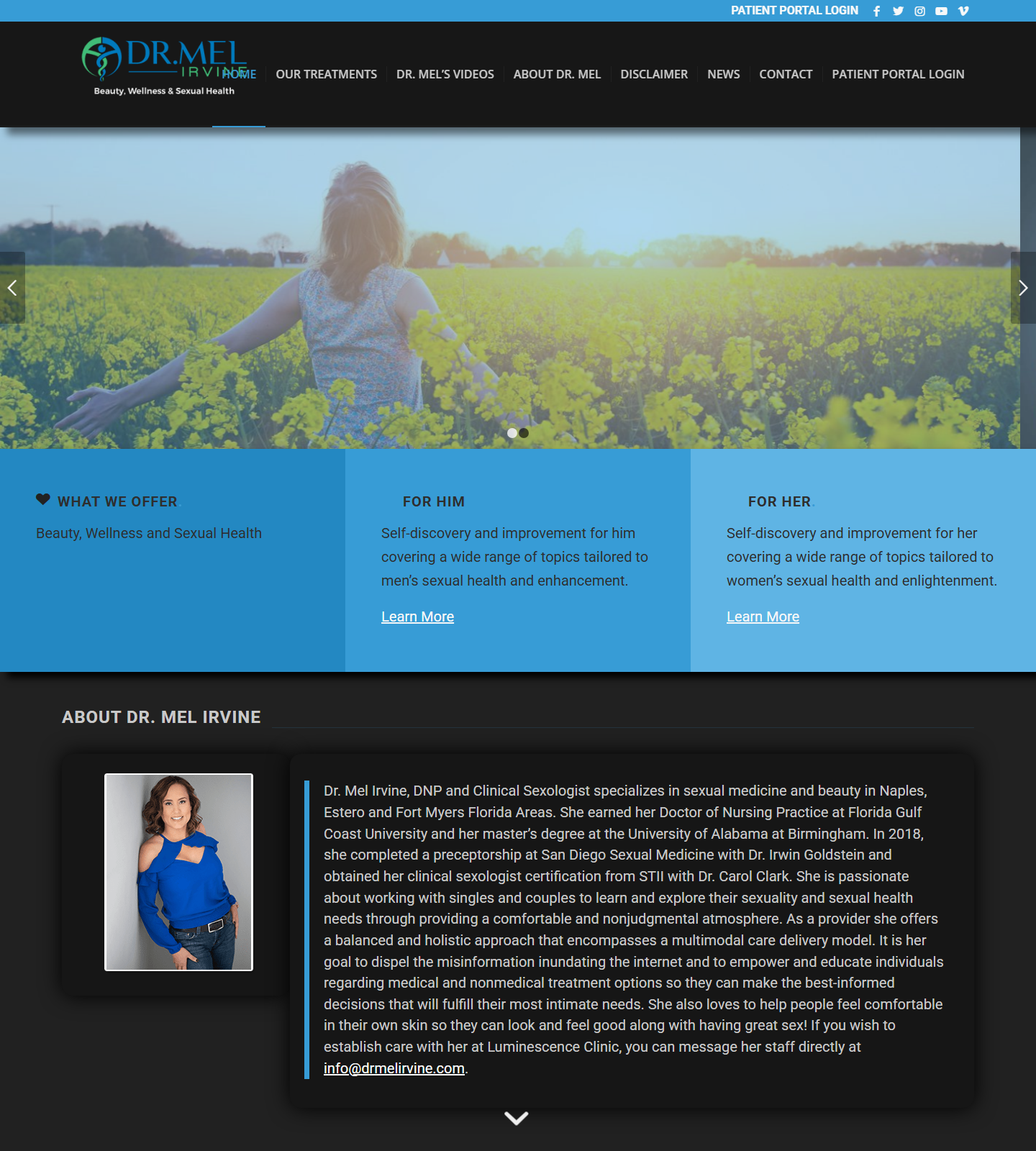 Dr Mel Irvine — Dr Mel Irvine website homepage (Estero, FL plastic & cosmetic surgery)