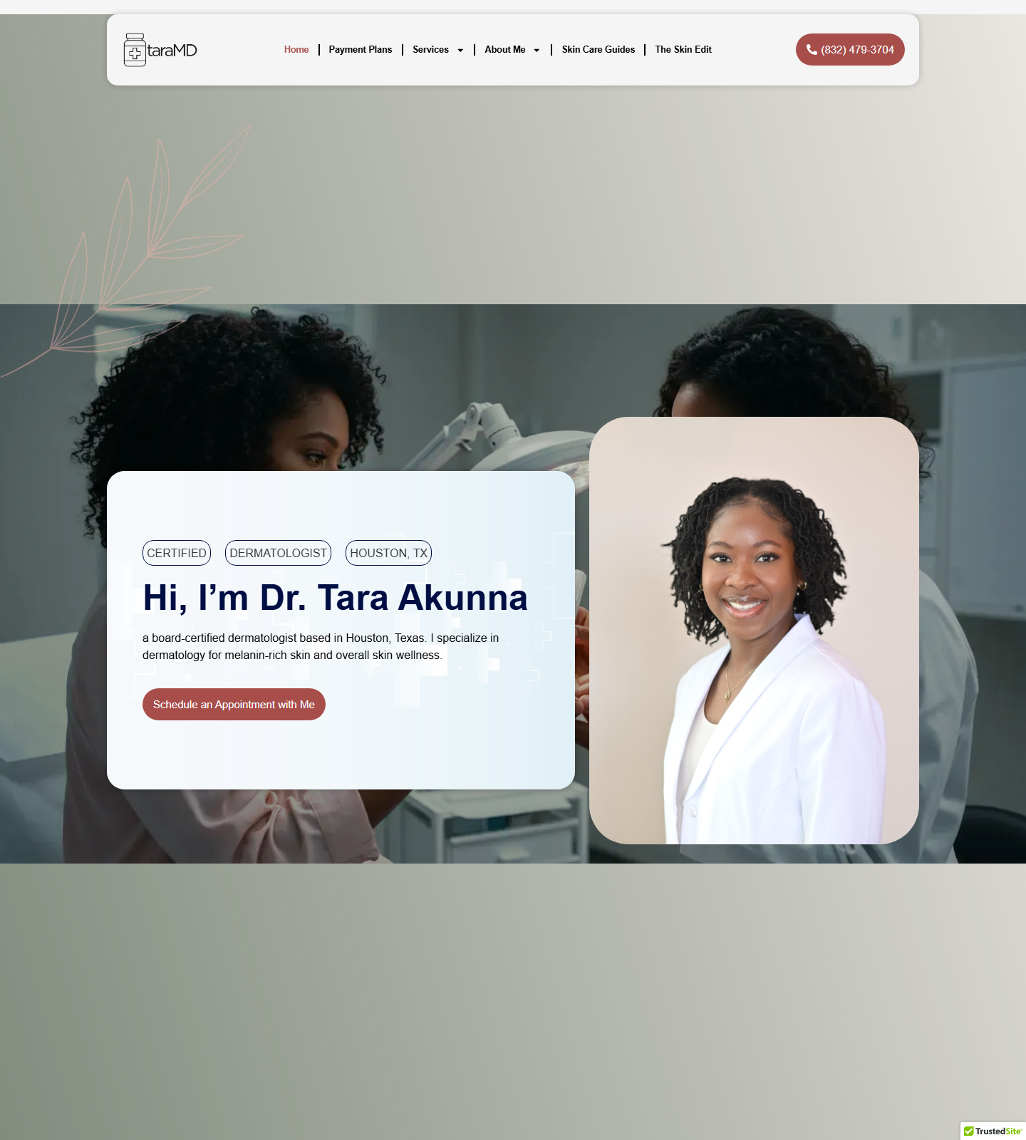 Dr. Tara Akunna — Dr. Tara Akunna | TaraMD Skin Wellness website homepage (Houston, TX plastic & cosmetic surgery)