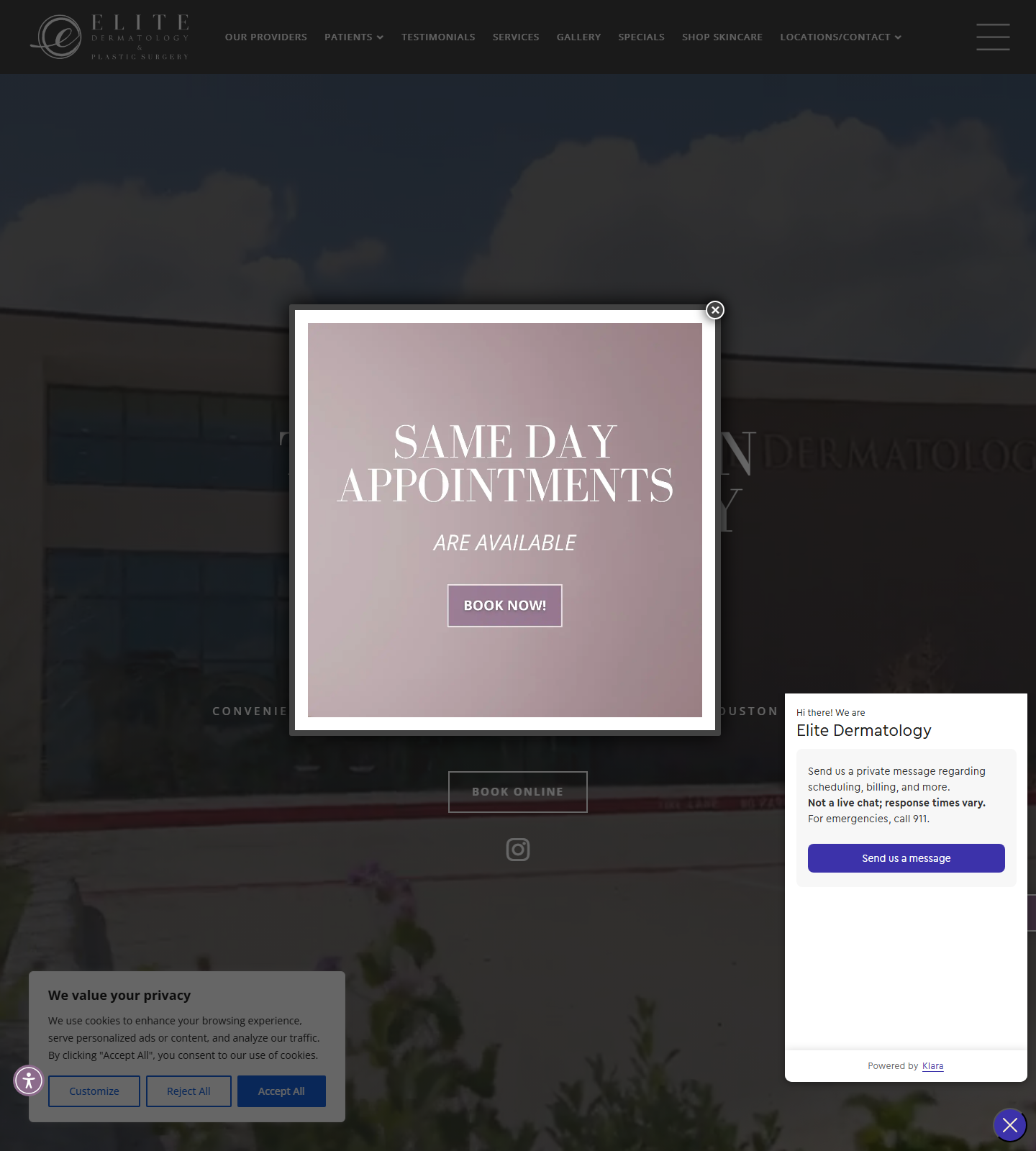 Elite Dermatology & Plastic Surgery — Elite Dermatology & Plastic Surgery website homepage (Houston, TX plastic & cosmetic surgery)