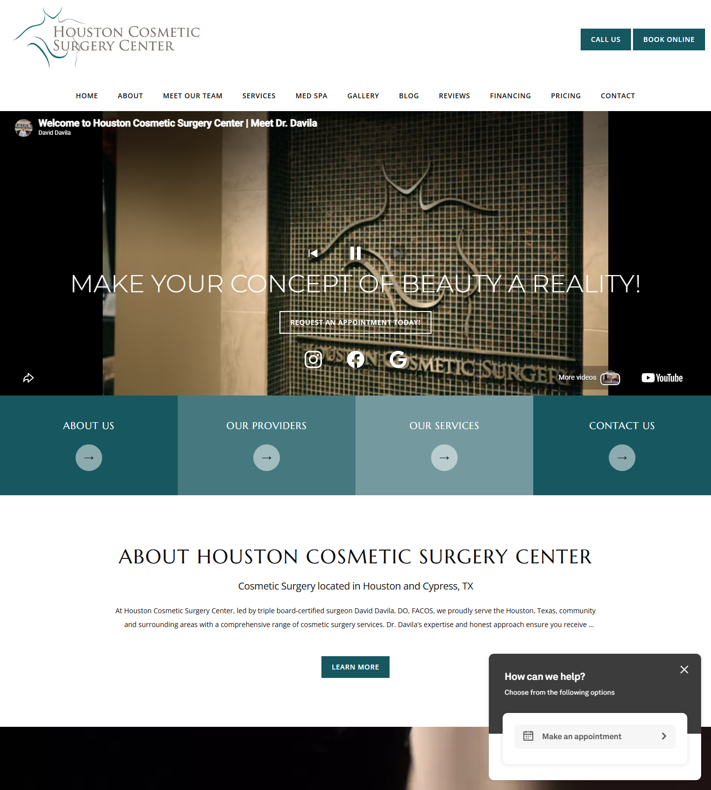 Houston Cosmetic Surgery Center — Houston Cosmetic Surgery Center: David D. Davila, DO, FACOS website homepage (Houston, TX plastic & cosmetic surgery)