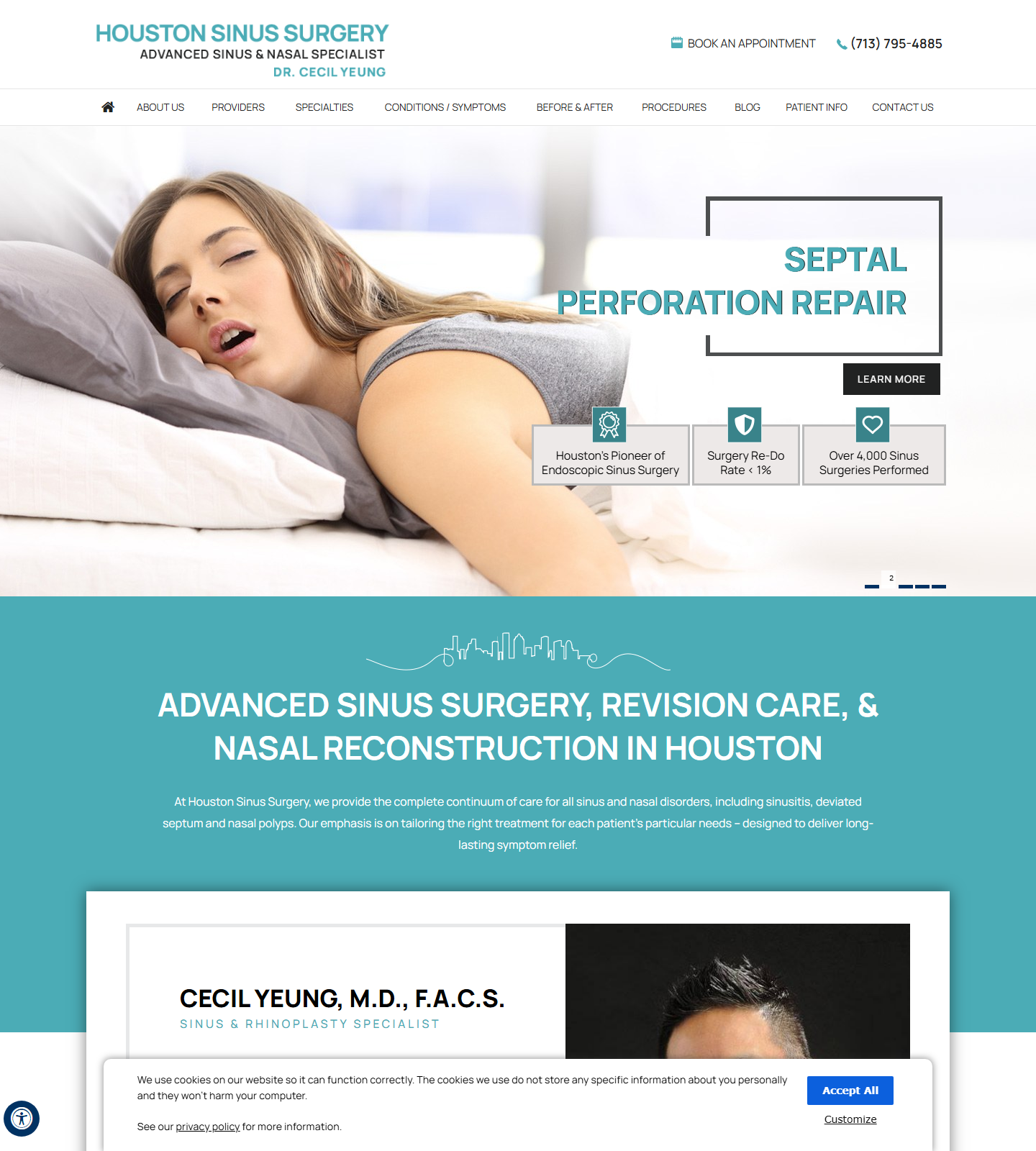 Houston Sinus Surgery - Dr. Cecil Yeung — Houston Sinus Surgery - Dr. Cecil Yeung website homepage (Houston, TX plastic & cosmetic surgery)