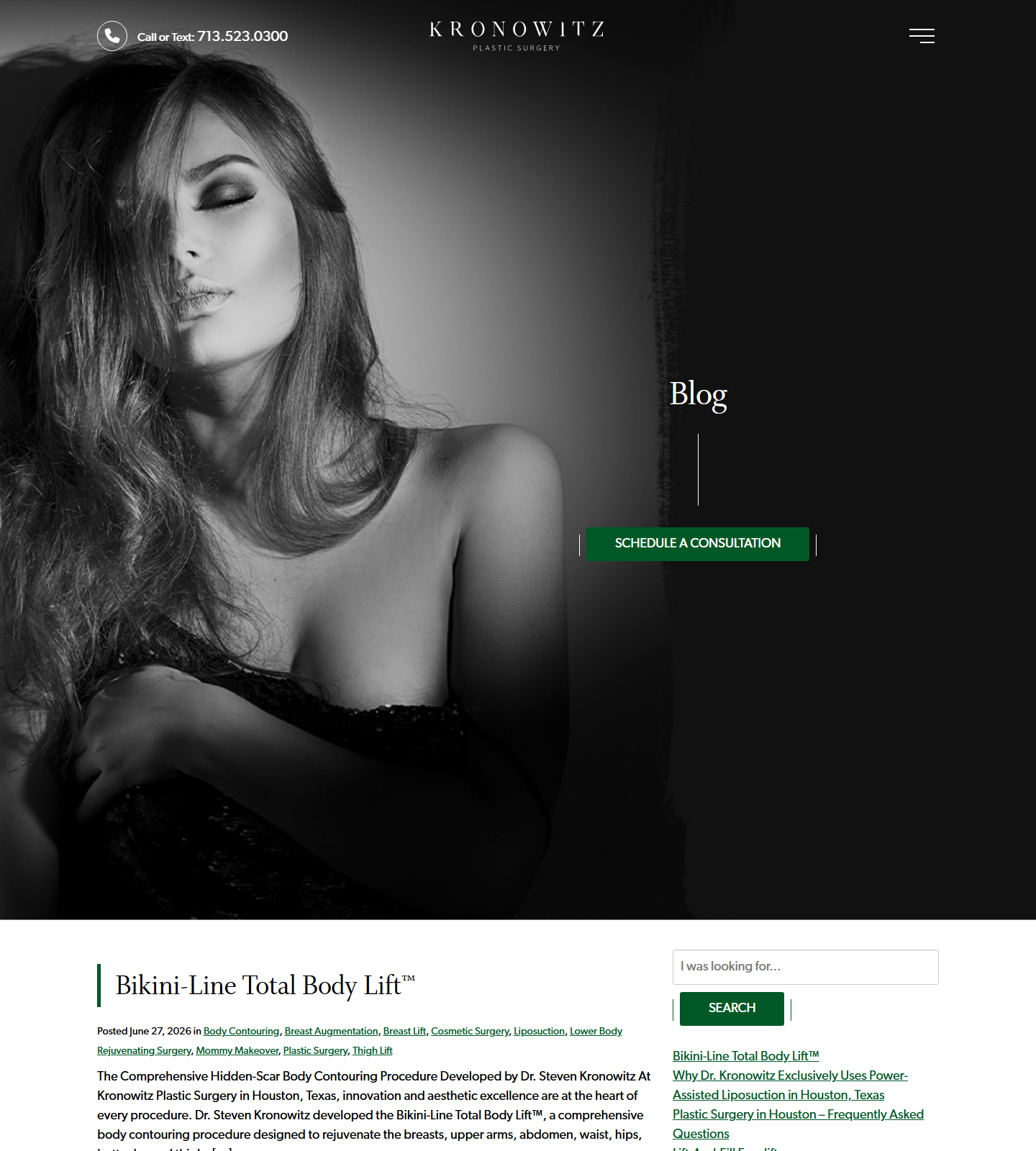 Kronowitz Plastic Surgery — Kronowitz Plastic Surgery | KronoGlow website homepage (Bellaire, TX plastic & cosmetic surgery)