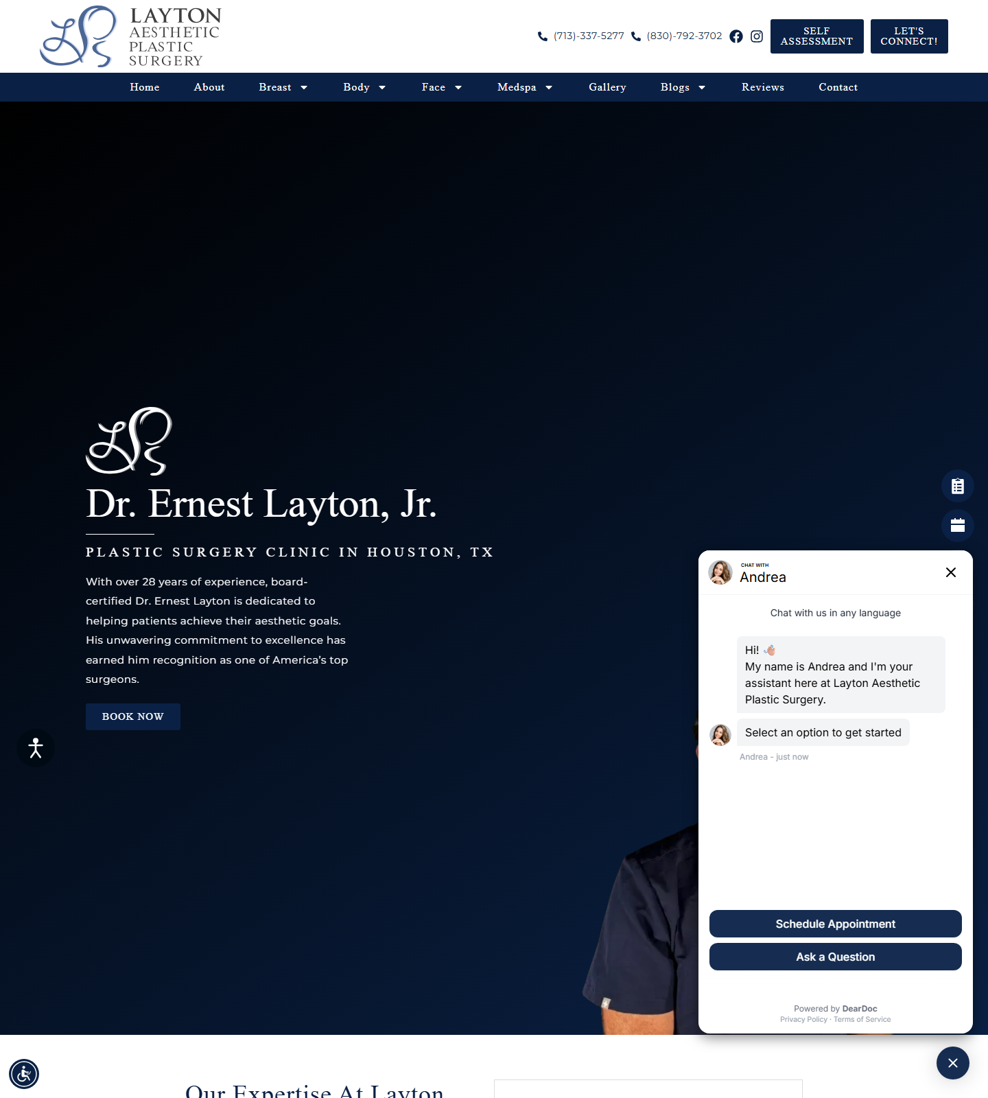 Layton Aesthetic Plastic Surgery — Layton Aesthetic Plastic Surgery website homepage (Houston, TX plastic & cosmetic surgery)