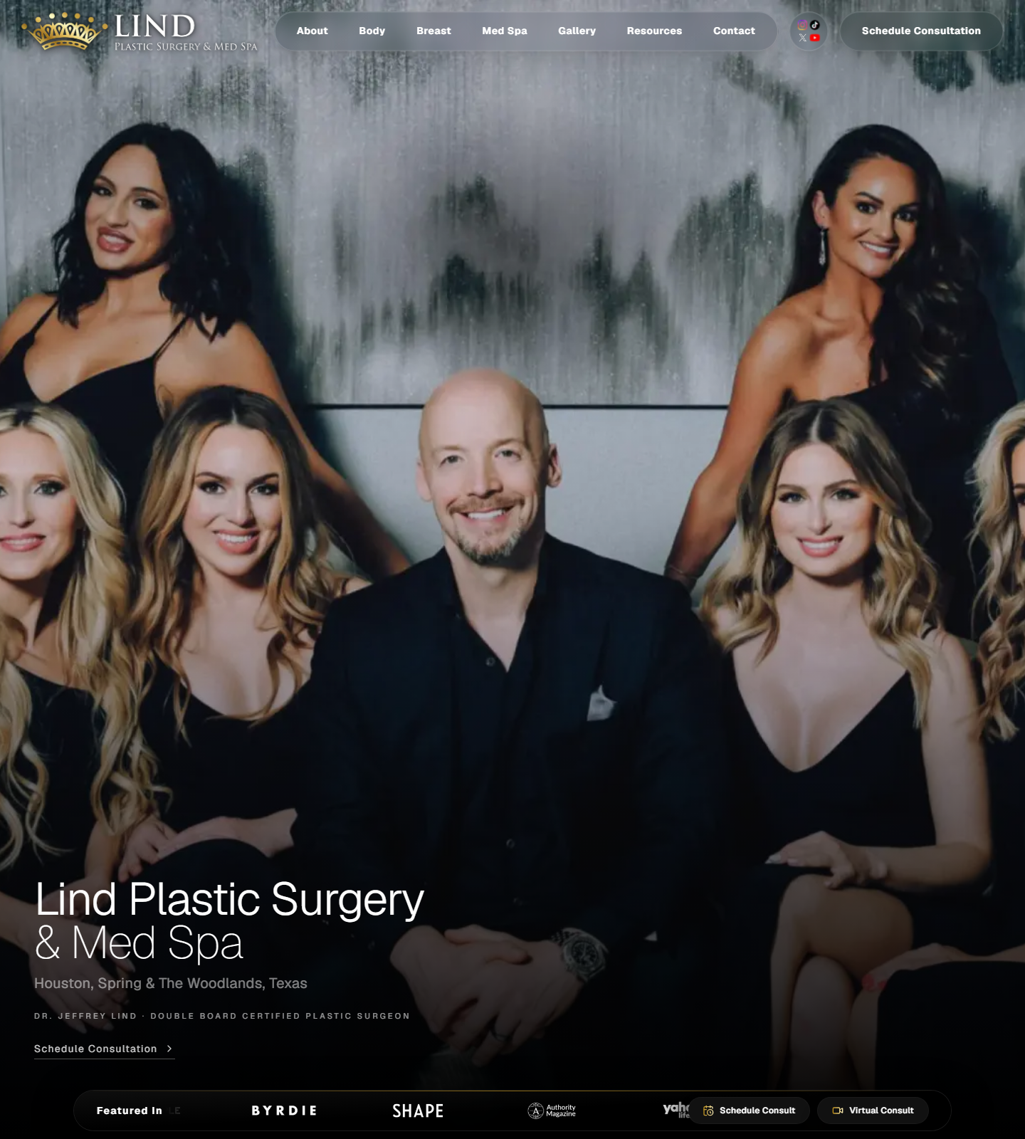 Lind Plastic Surgery & Med Spa — Lind Plastic Surgery & Med Spa website homepage (Spring, TX plastic & cosmetic surgery)
