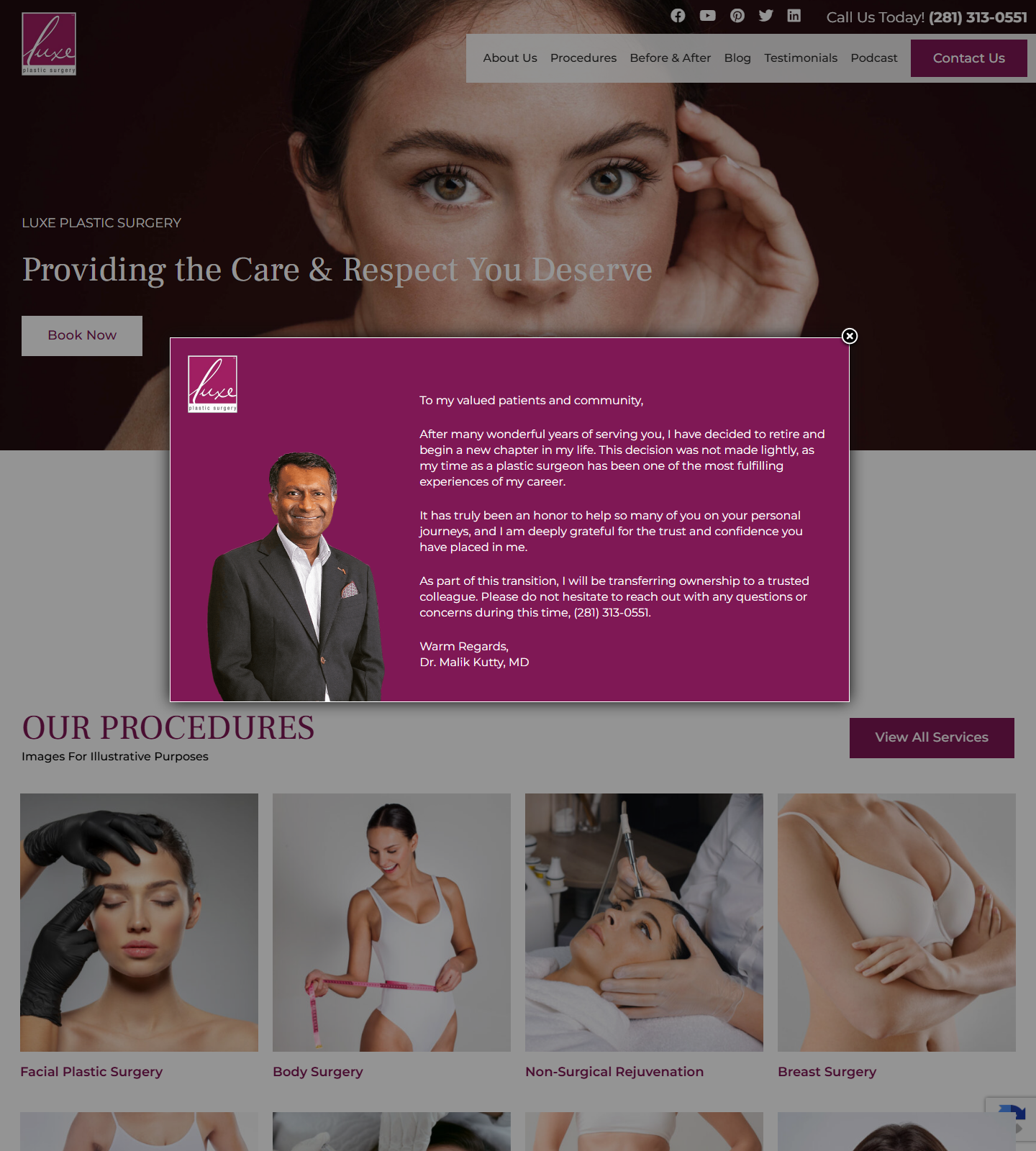Luxe Plastic Surgery — Luxe Plastic Surgery website homepage (Sugar Land, TX plastic & cosmetic surgery)