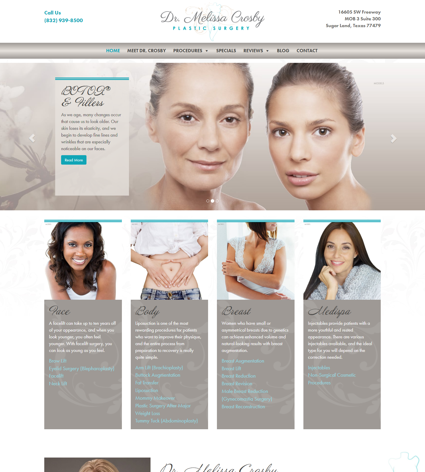 Melissa A. Crosby, MD, PLLC — Melissa A. Crosby, MD, PLLC website homepage (Sugar Land, TX plastic & cosmetic surgery)