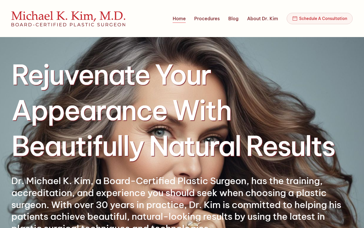 Dr. Michael K. Kim — Dr. Michael K. Kim, Board-Certified Plastic Surgeon website homepage (Fort Myers, FL plastic & cosmetic surgery)