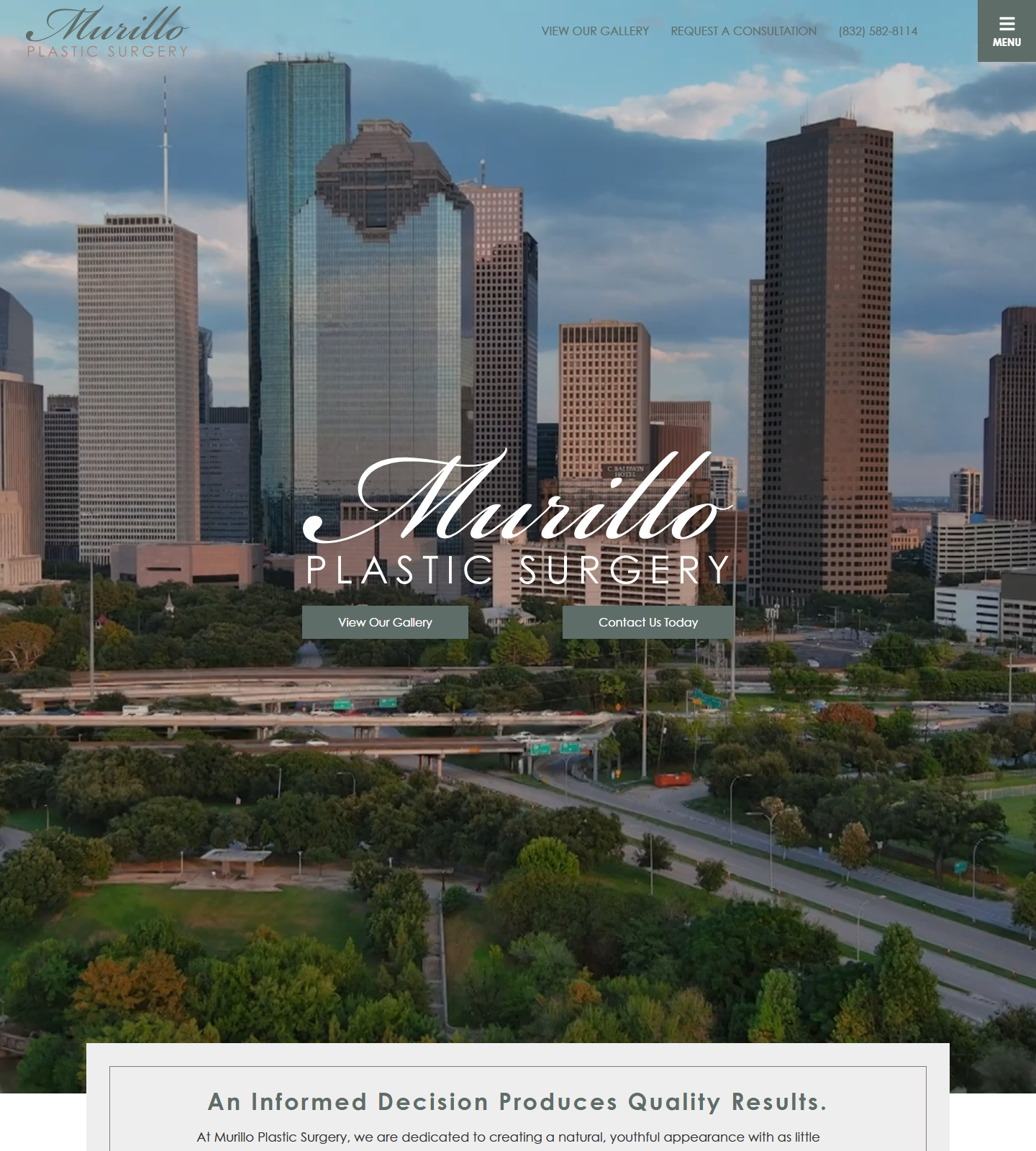 Murillo Plastic Surgery — Murillo Plastic Surgery: Dr. Carlos Murillo website homepage (Houston, TX plastic & cosmetic surgery)
