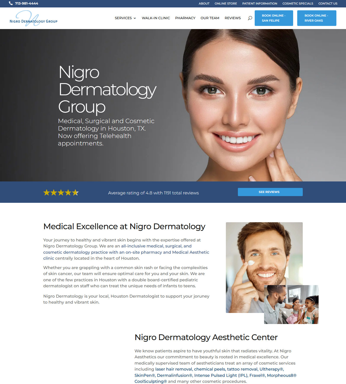 Nigro Dermatology Group — Nigro Dermatology Group website homepage (Houston, TX plastic & cosmetic surgery)