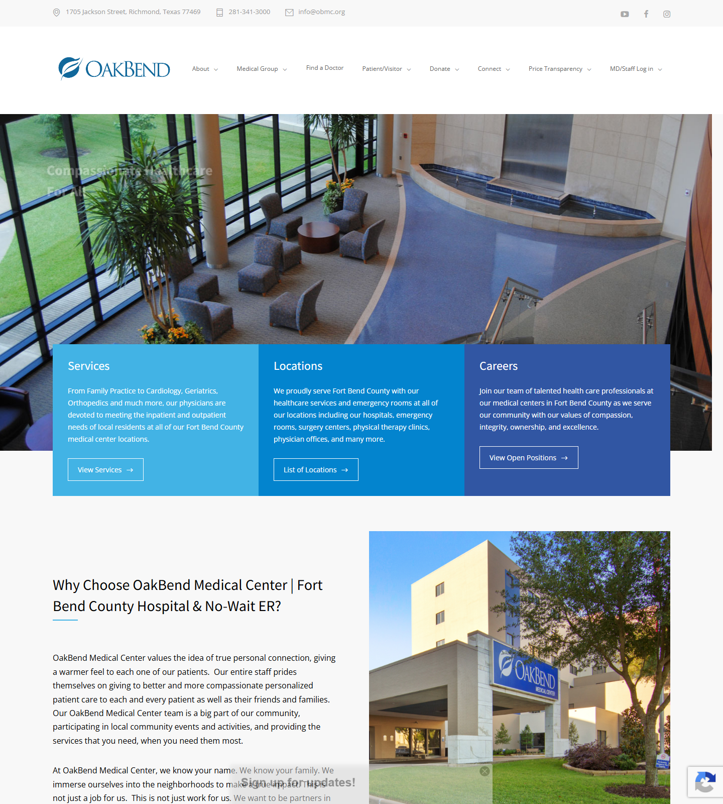 OakBend Surgery Center - Fort Bend website homepage