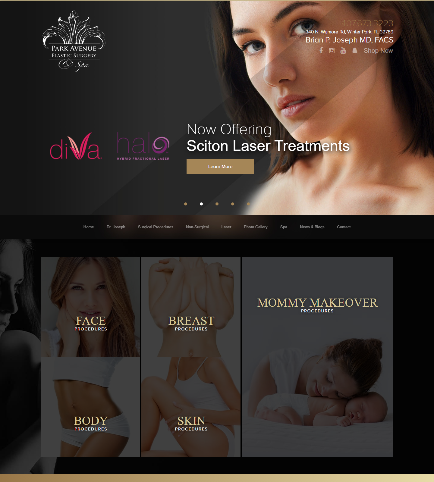Park Avenue Plastic Surgery — Park Avenue Plastic Surgery website homepage (Winter Park, FL)