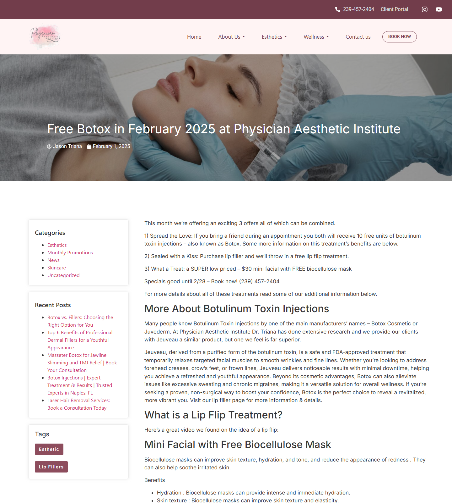 Physician Aesthetic Institute — Physician Aesthetic Institute website homepage (Bonita Springs, FL plastic & cosmetic surgery)