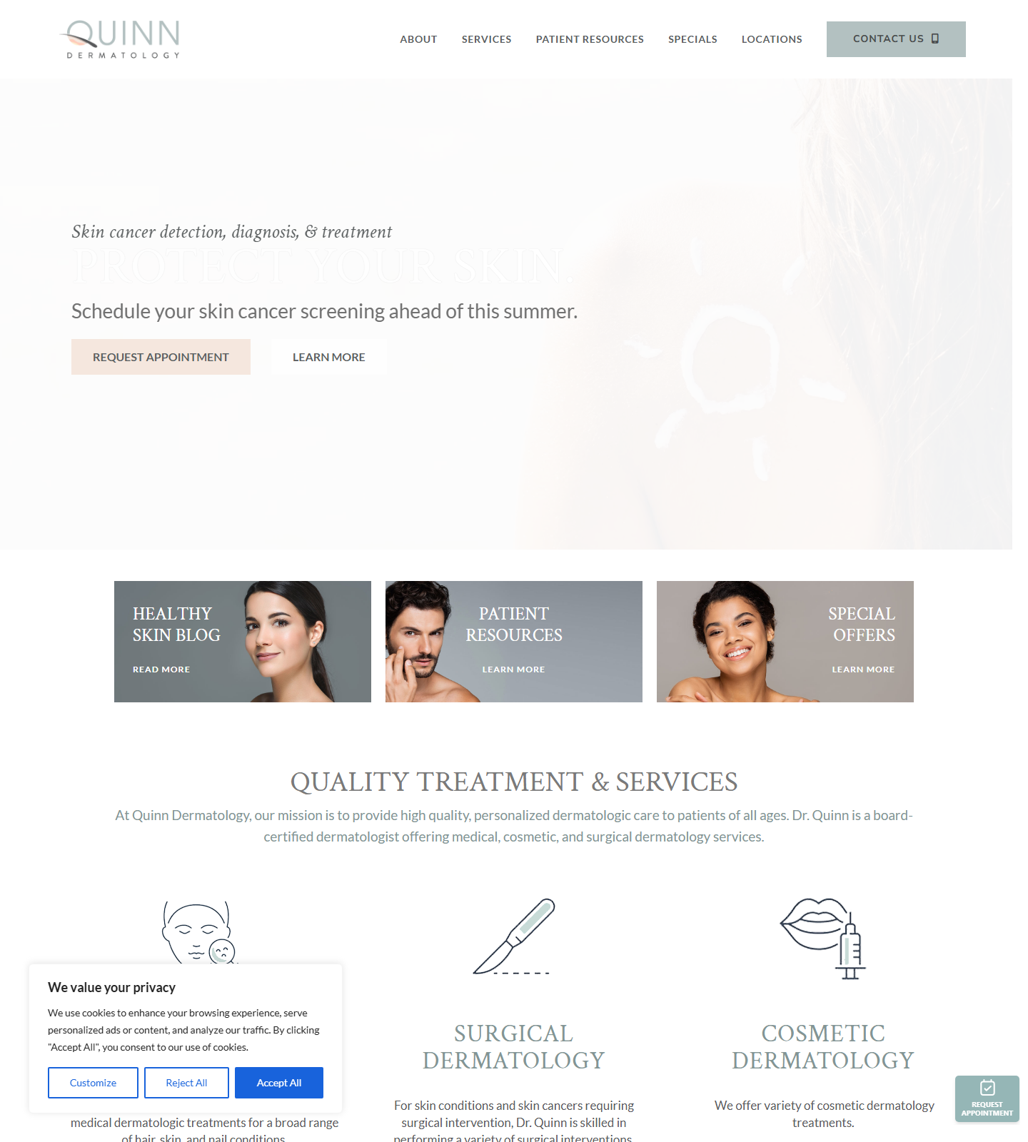 Quinn Dermatology — Quinn Dermatology website homepage (Houston, TX plastic & cosmetic surgery)