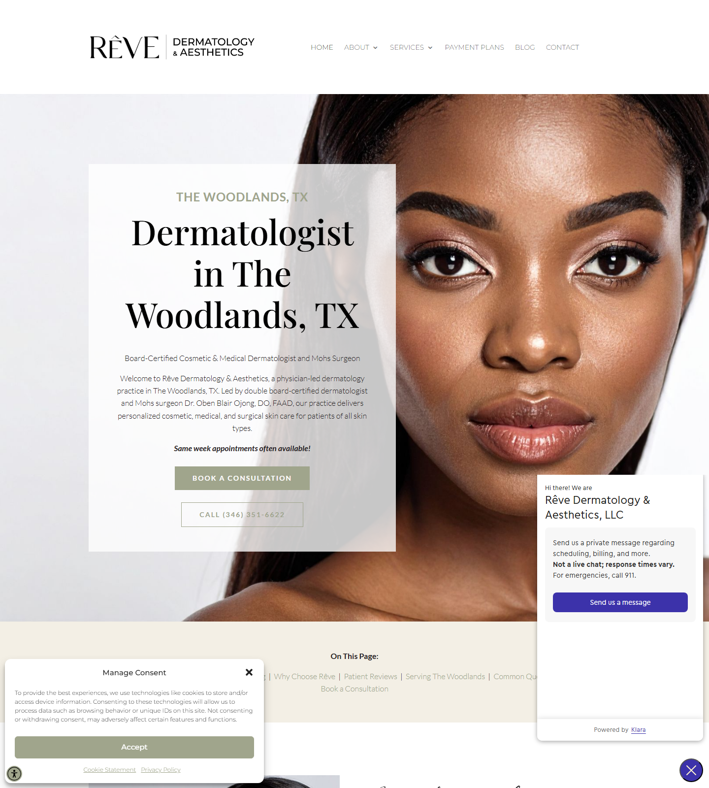Rêve Dermatology and Aesthetics — Rêve Dermatology and Aesthetics website homepage (The Woodlands, TX plastic & cosmetic surgery)
