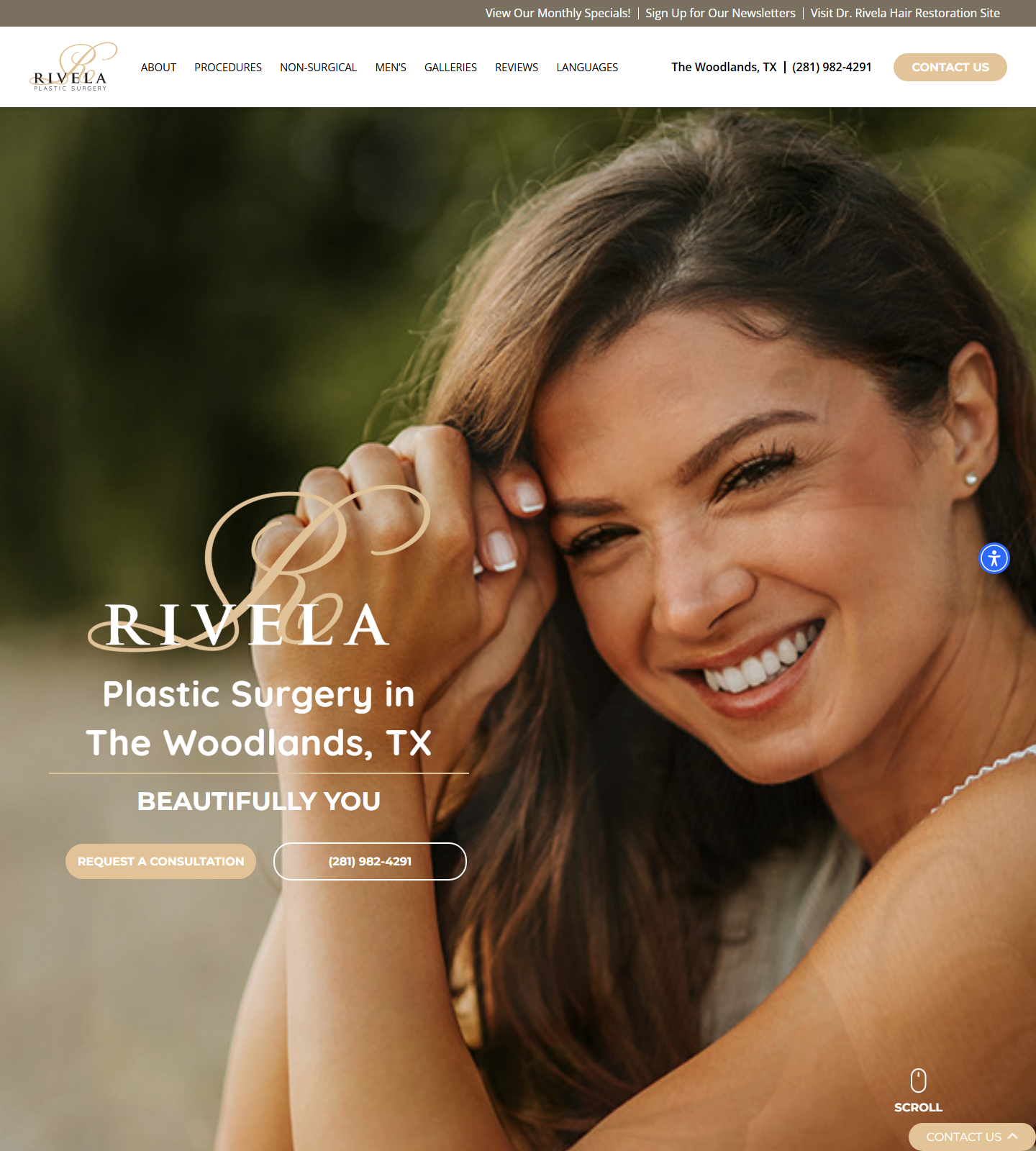 Rivela Plastic Surgery & Med Spa — Rivela Plastic Surgery & Med Spa website homepage (The Woodlands, TX plastic & cosmetic surgery)
