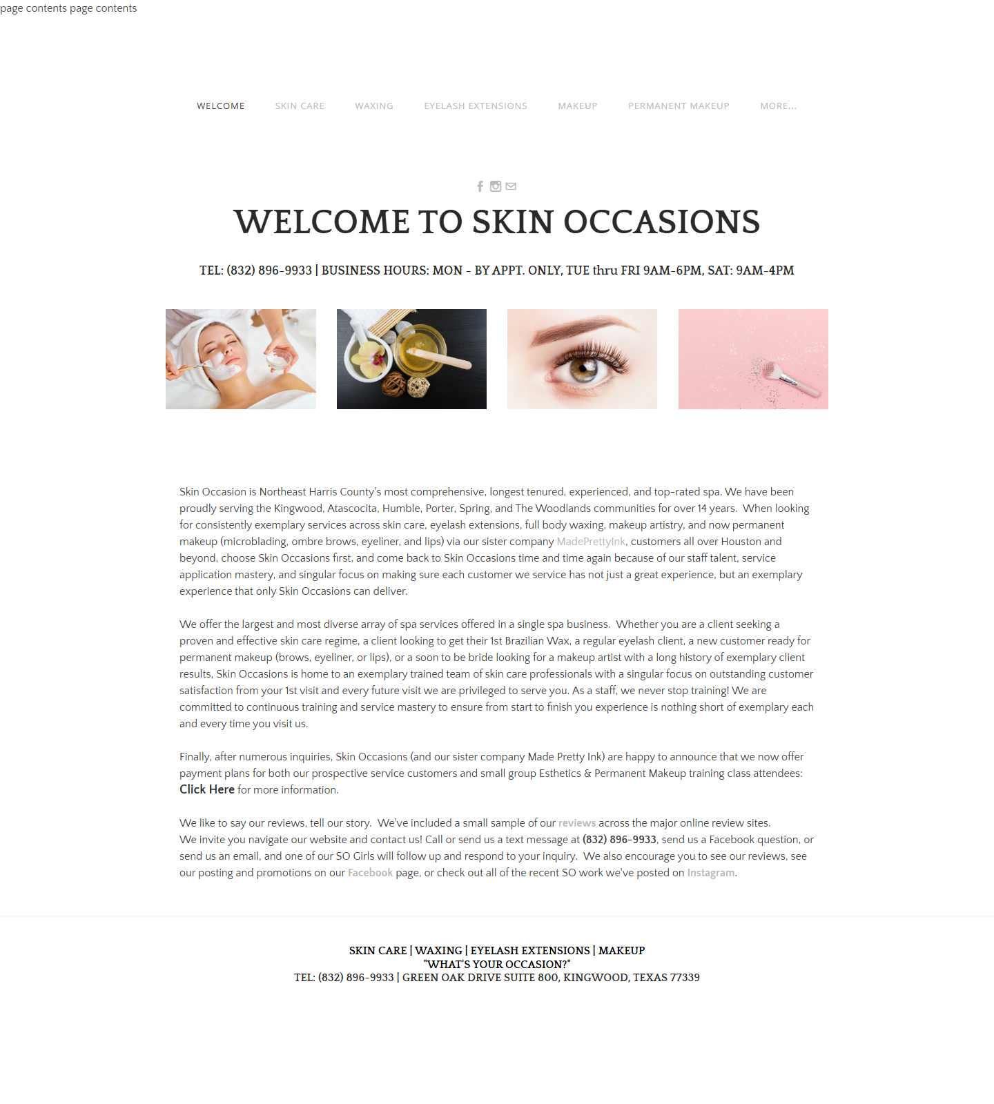 Skin Occasions — Skin Occasions website homepage (Humble, TX plastic & cosmetic surgery)