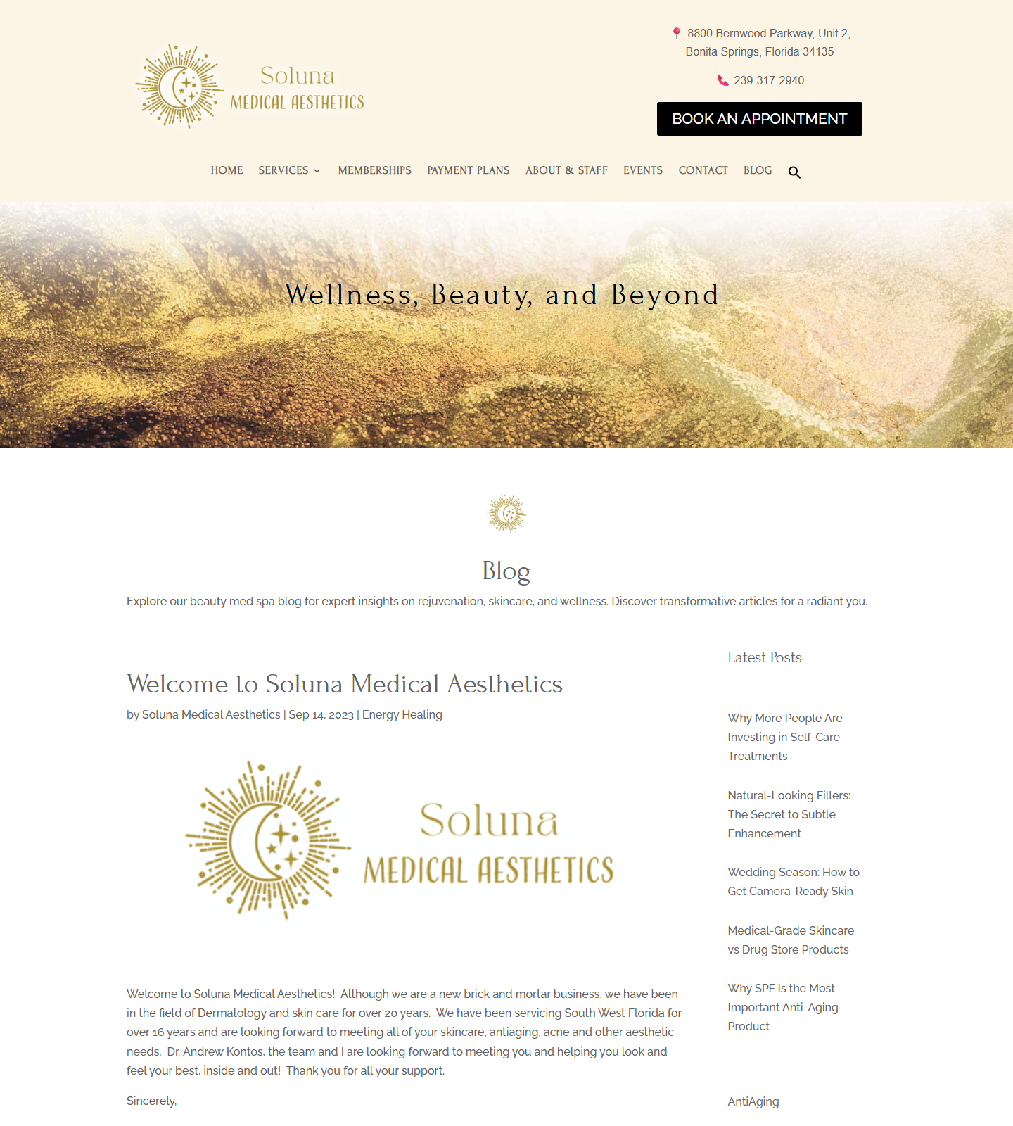Soluna Medical Aesthetics — Soluna Medical Aesthetics website homepage (Bonita Springs, FL plastic & cosmetic surgery)