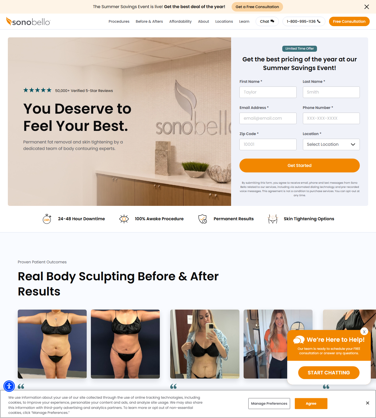 Sono Bello Houston — Sono Bello Houston website homepage (Houston, TX plastic & cosmetic surgery)