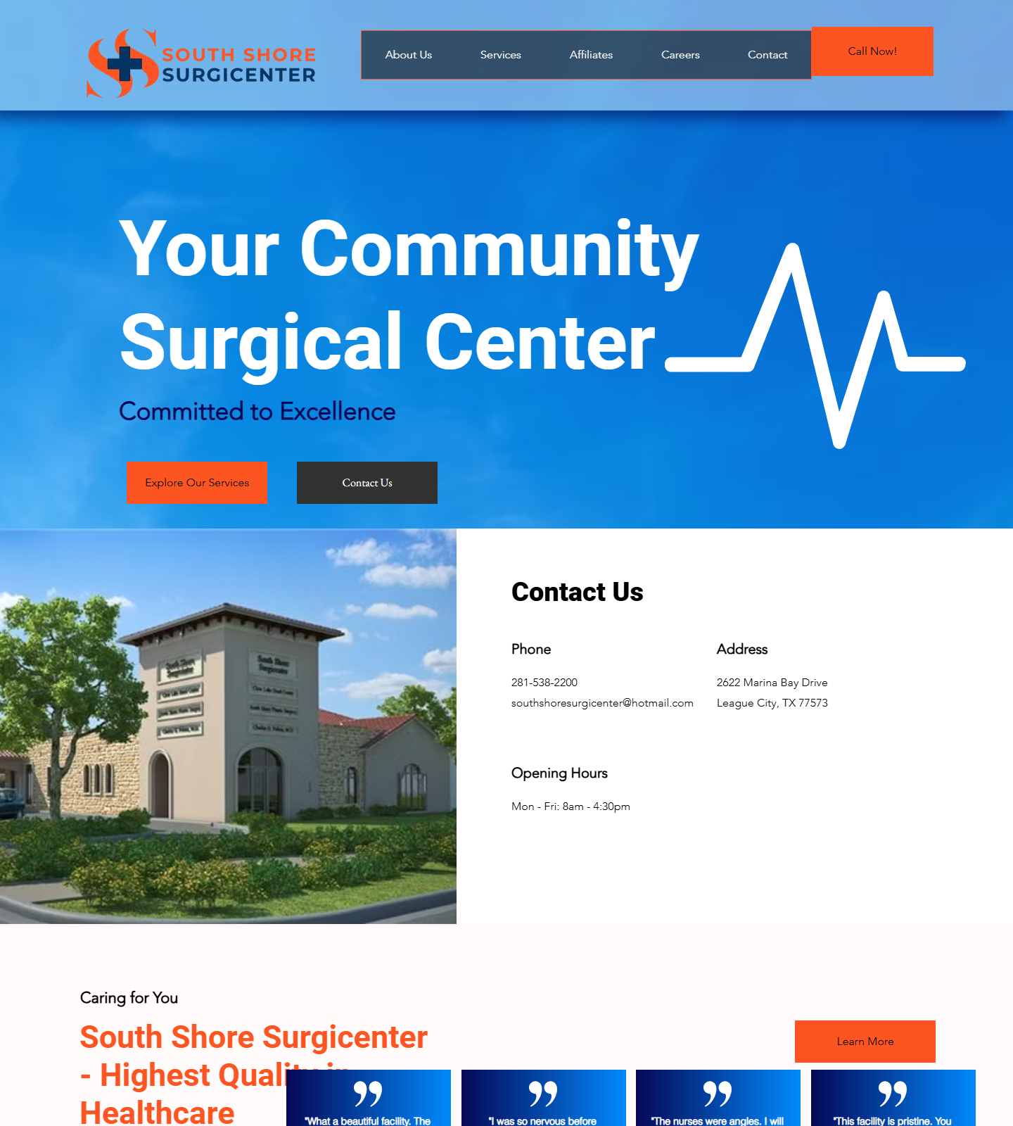 South Shore Surgicenter — South Shore Surgicenter website homepage (League City, TX plastic & cosmetic surgery)