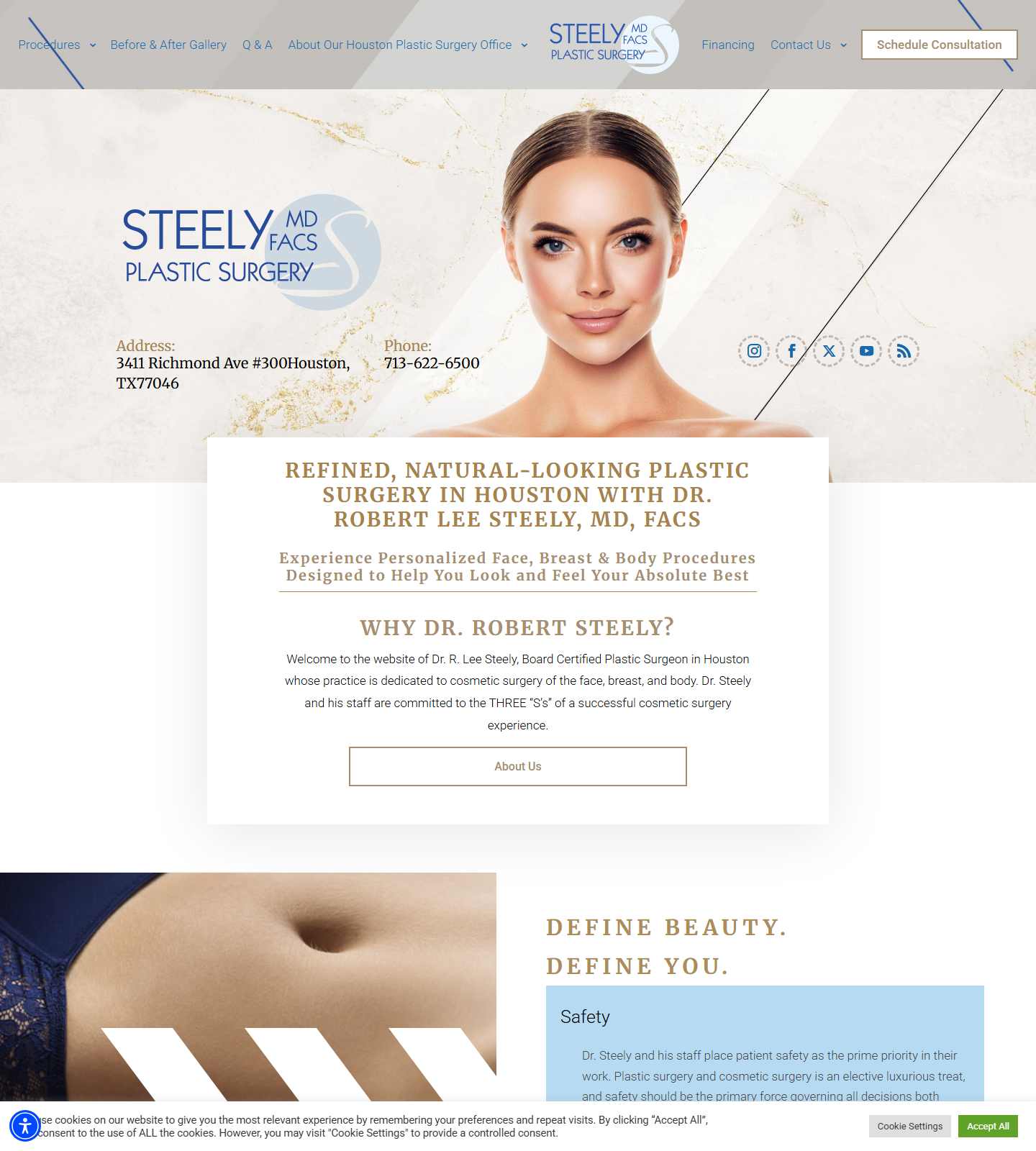 Steely Plastic Surgery — Steely Plastic Surgery website homepage (Houston, TX plastic & cosmetic surgery)