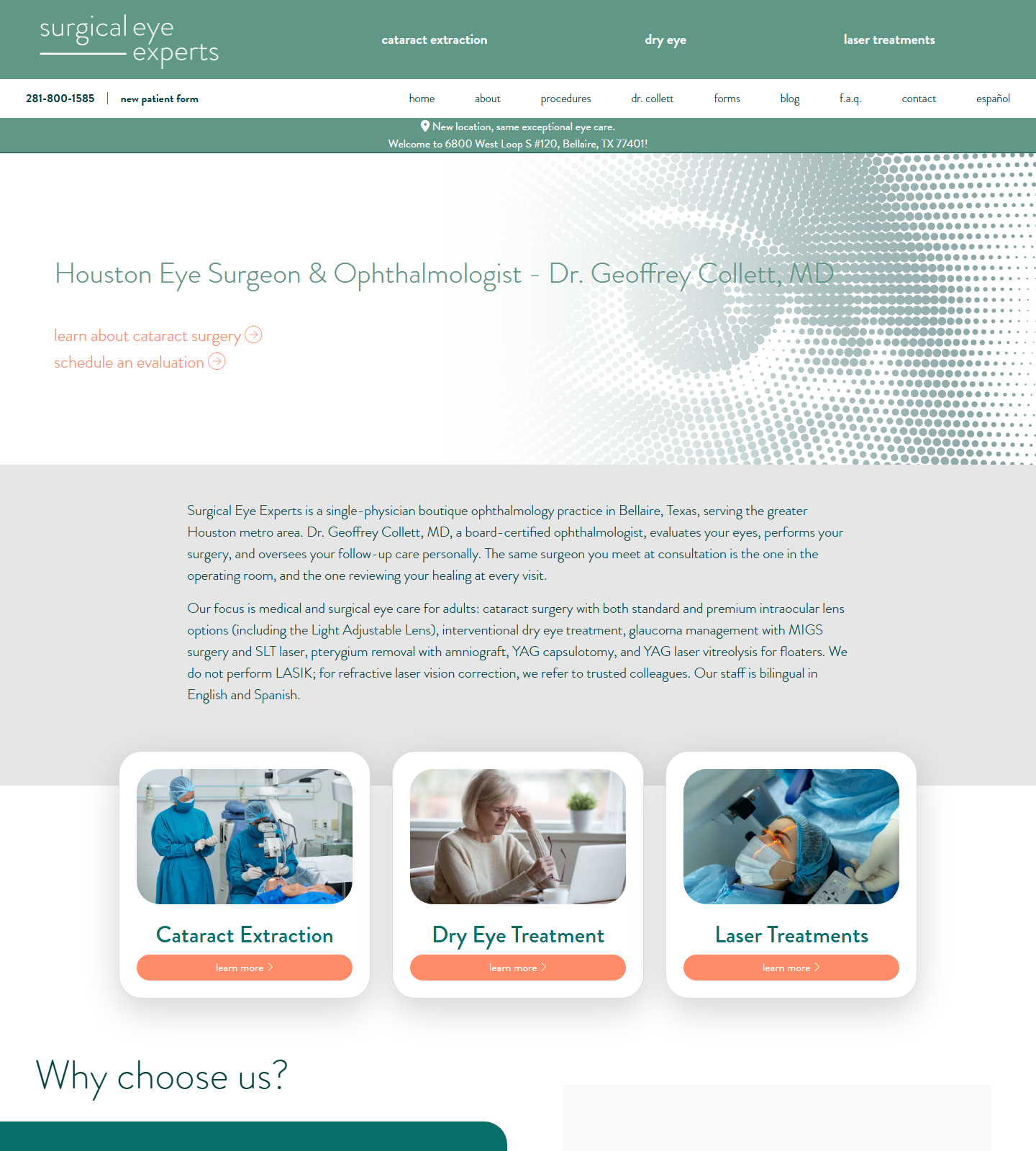 Surgical Eye Experts — Surgical Eye Experts website homepage (Bellaire, TX plastic & cosmetic surgery)