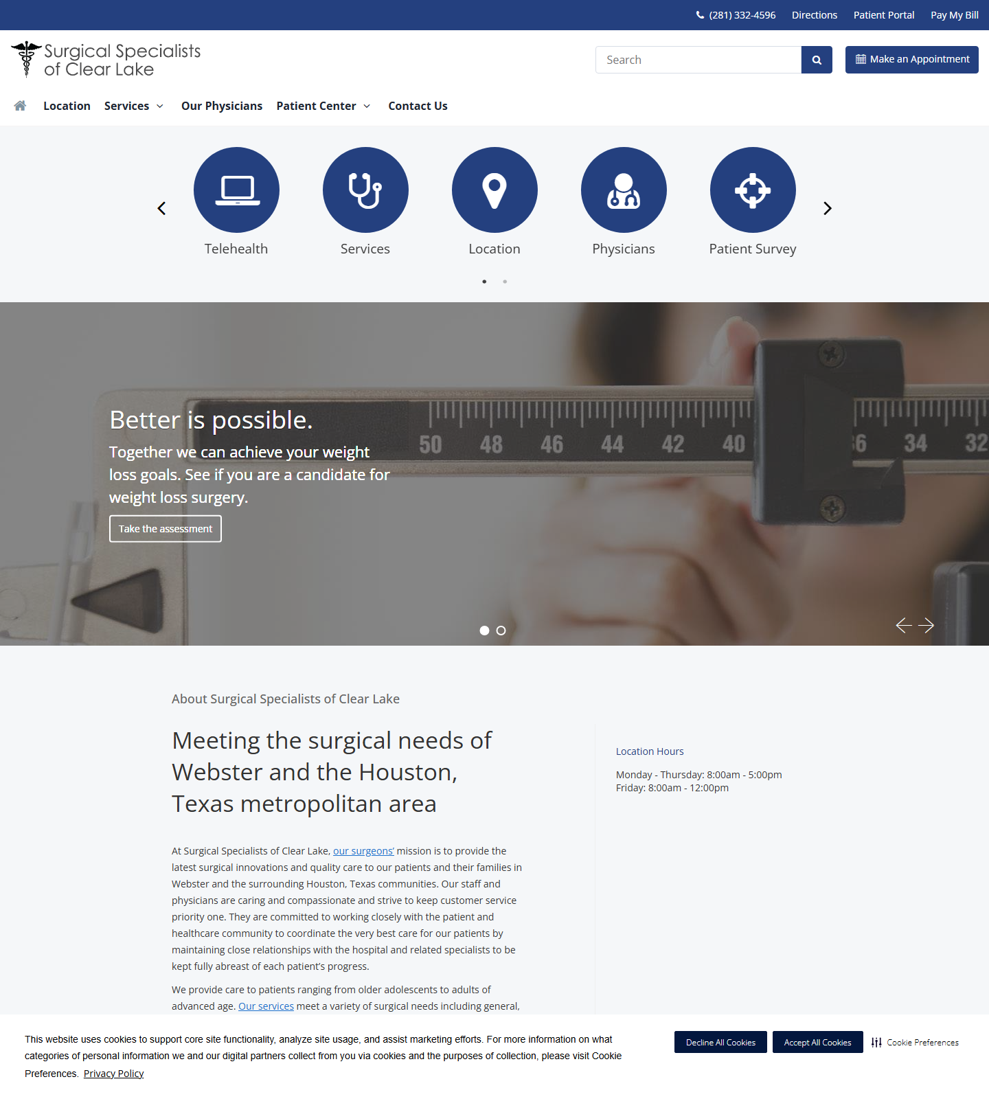 Surgical Specialists of Clear Lake — Surgical Specialists of Clear Lake website homepage (Webster, TX plastic & cosmetic surgery)