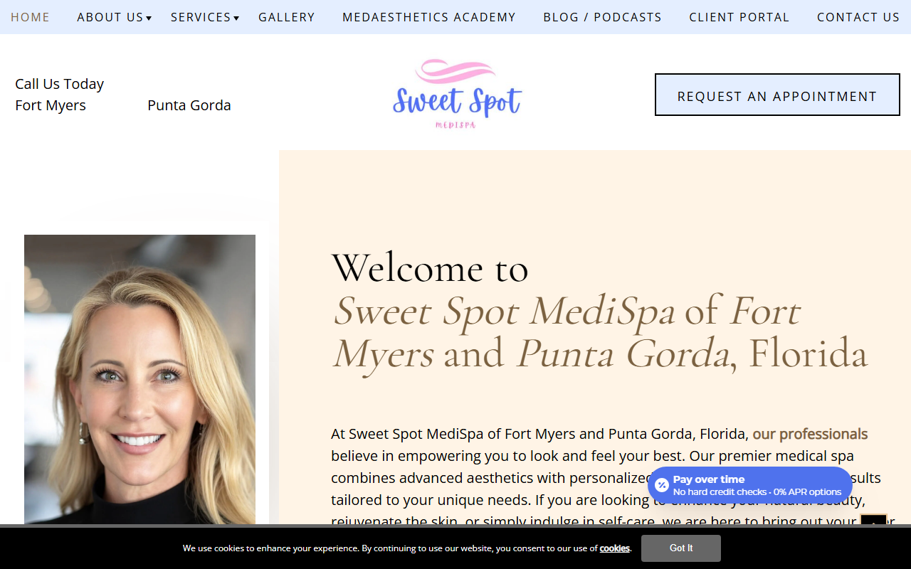 Sweet Spot MediSpa — Sweet Spot MediSpa website homepage (Fort Myers, FL plastic & cosmetic surgery)