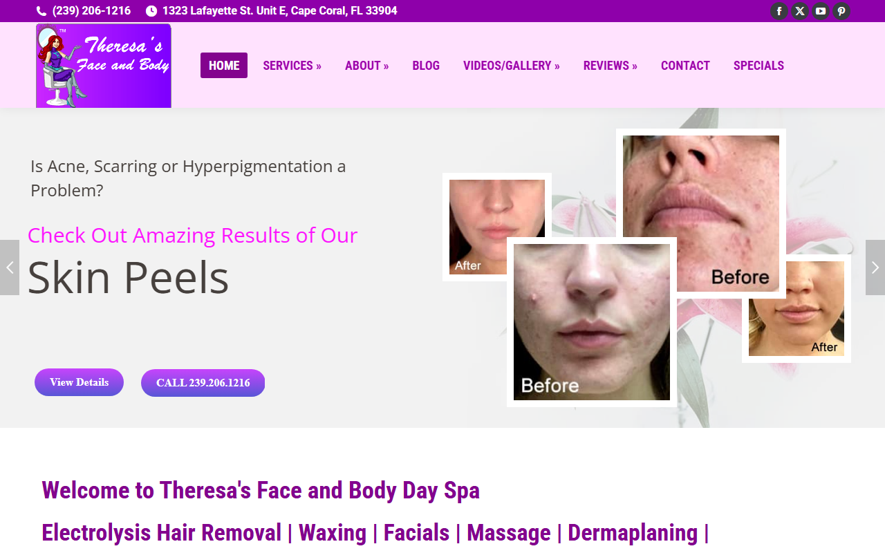 Theresa's Face And Body — Theresa's Face And Body website homepage (Cape Coral, FL plastic & cosmetic surgery)