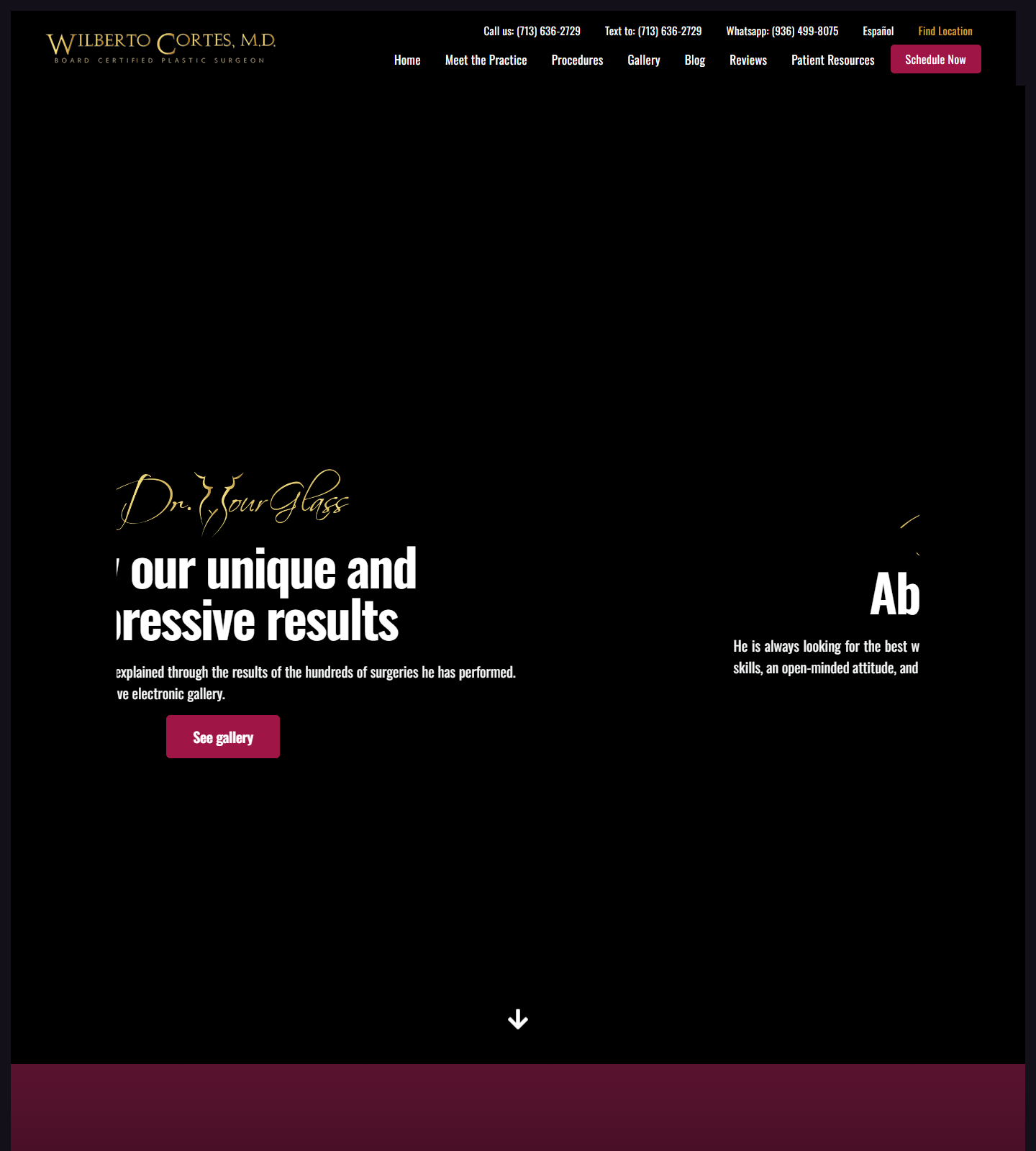 Wilberto Cortes M.D. — Wilberto Cortes M.D. website homepage (The Woodlands, TX plastic & cosmetic surgery)